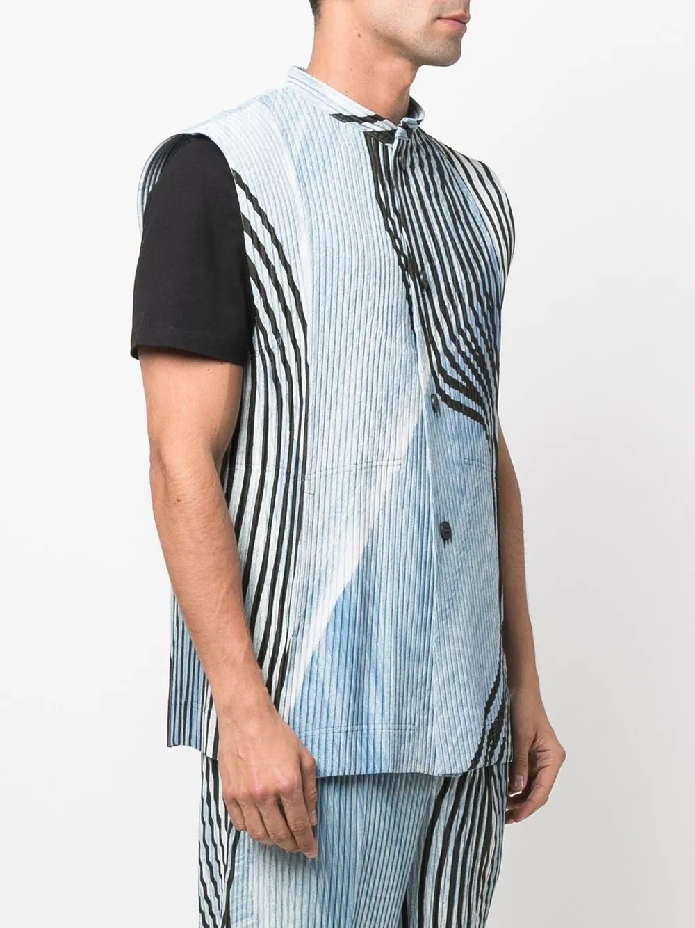 striped pleated waistcoat - 3