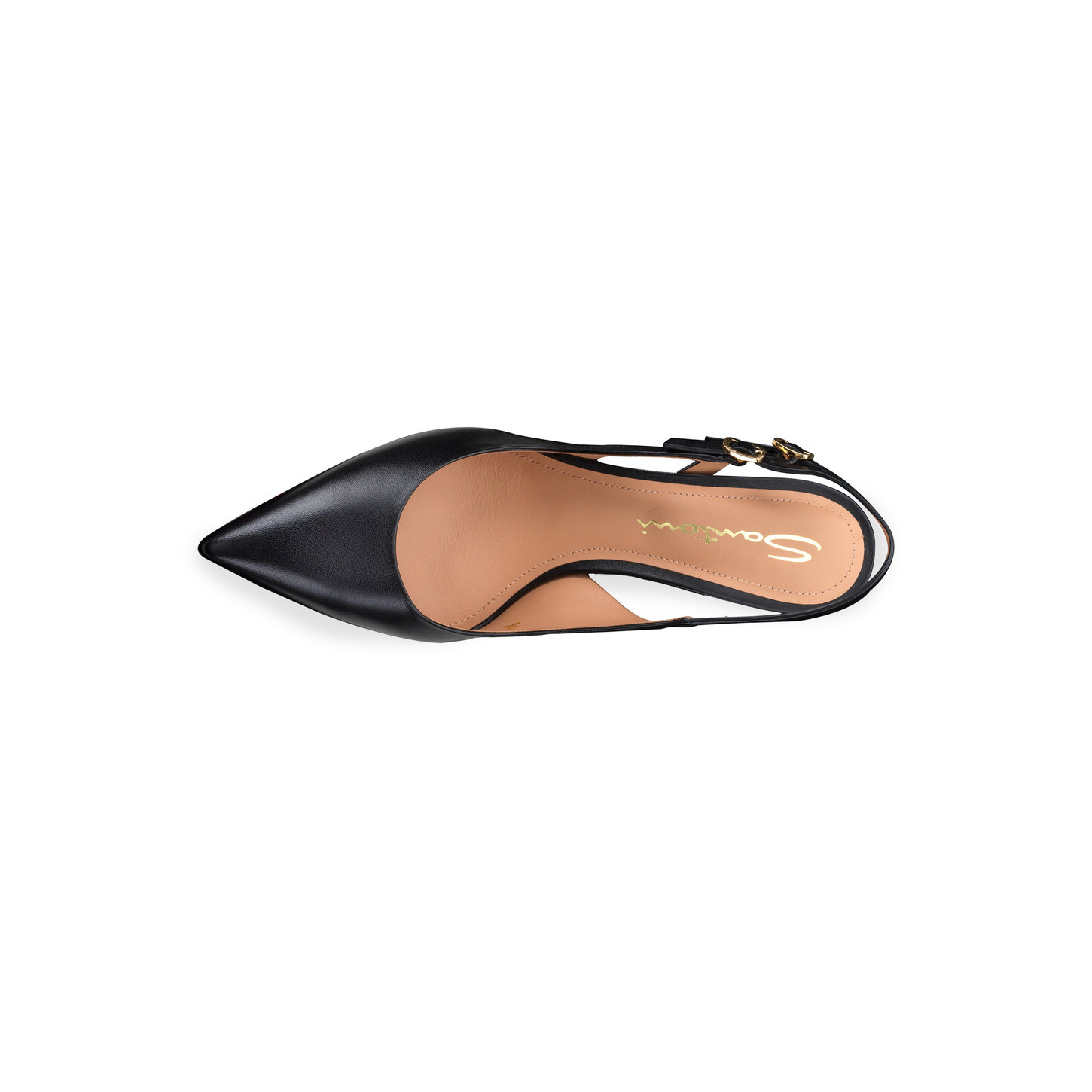 Women's black leather high-heel slingback - 4