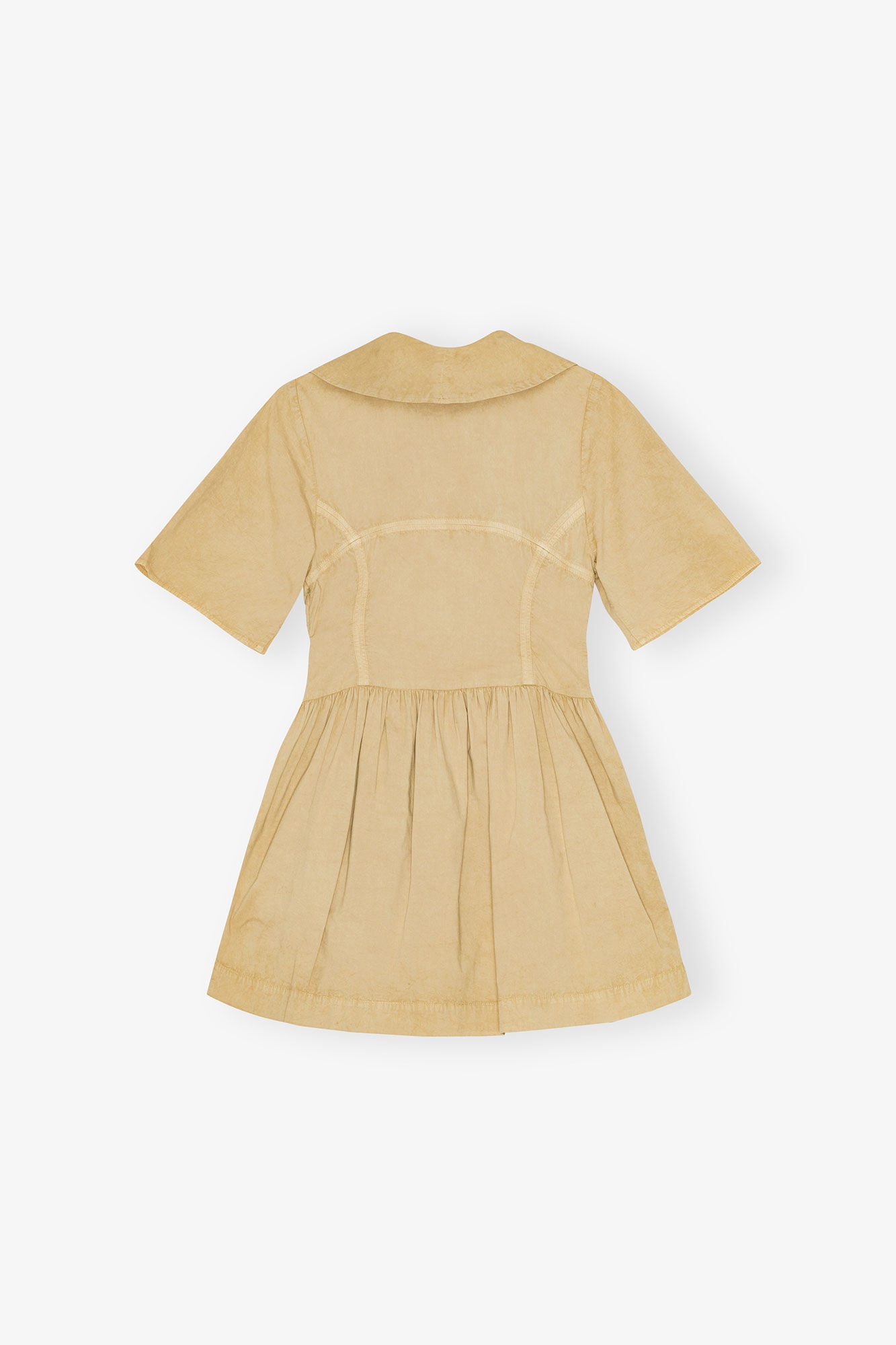 BEIGE WASHED STRETCH COTTON MINI DRESS - 2