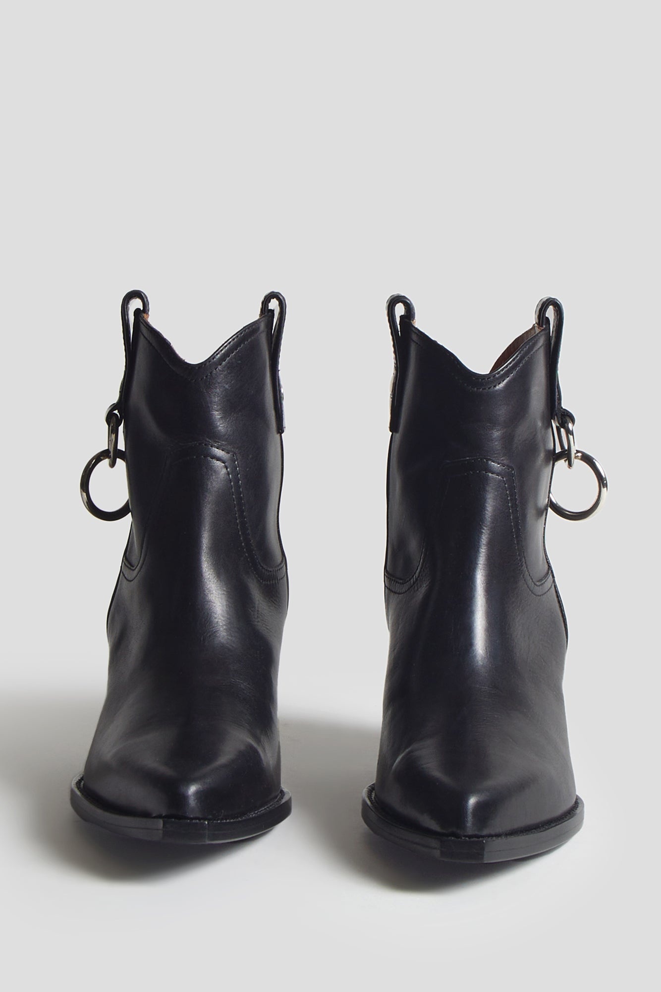 RINGED ANKLE COWBOY BOOT - BLACK - 2