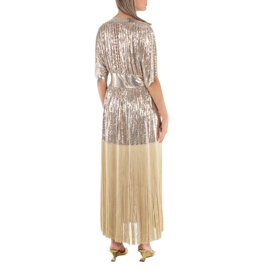 Paco Rabanne Fringe Detail Kaftan Mesh Dress, Brand Size 36 (US Size 4) - 6