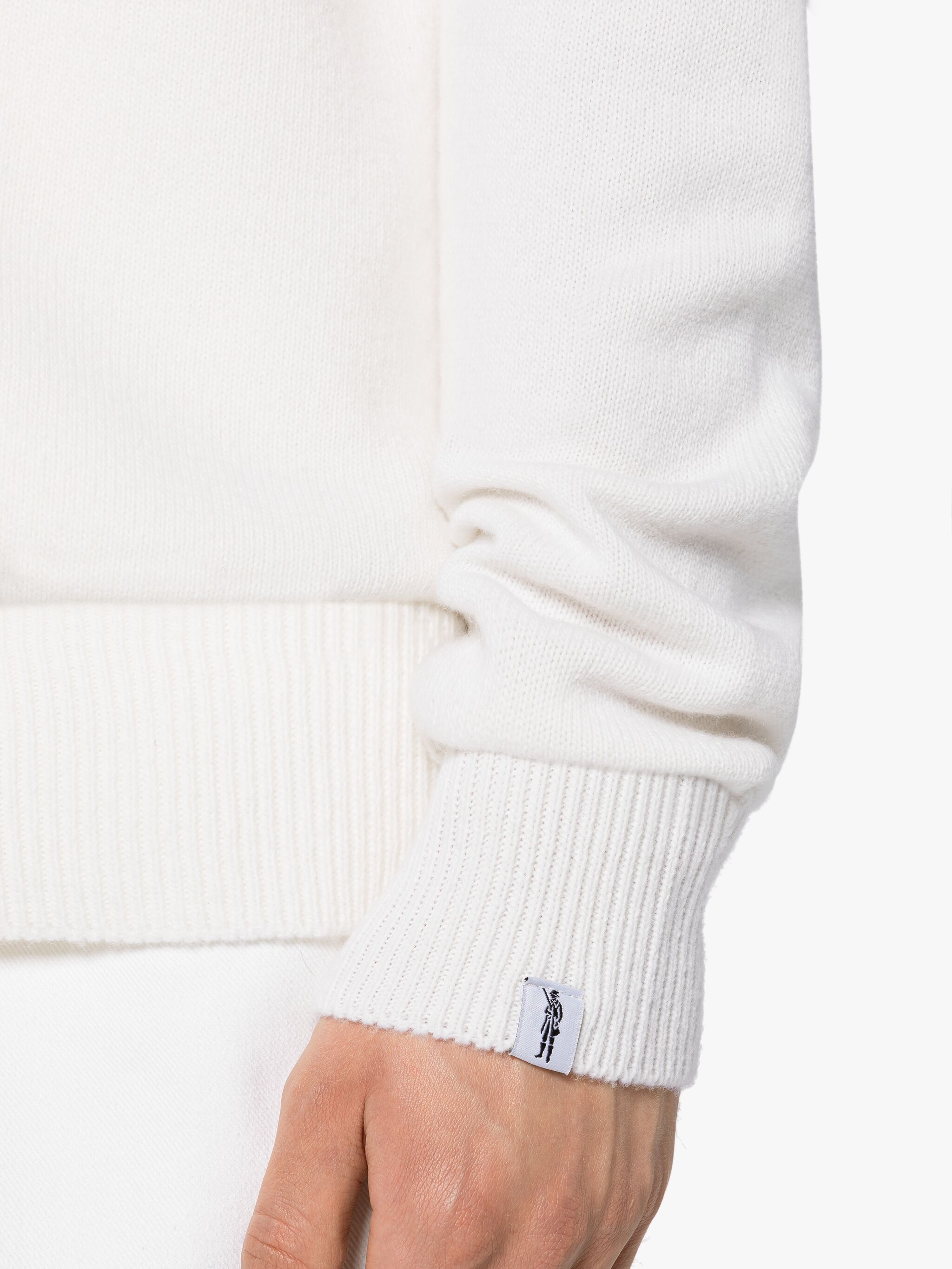 WHITE MERINO WOOL & CASHMERE LOGO CREWNECK SWEATER - 5