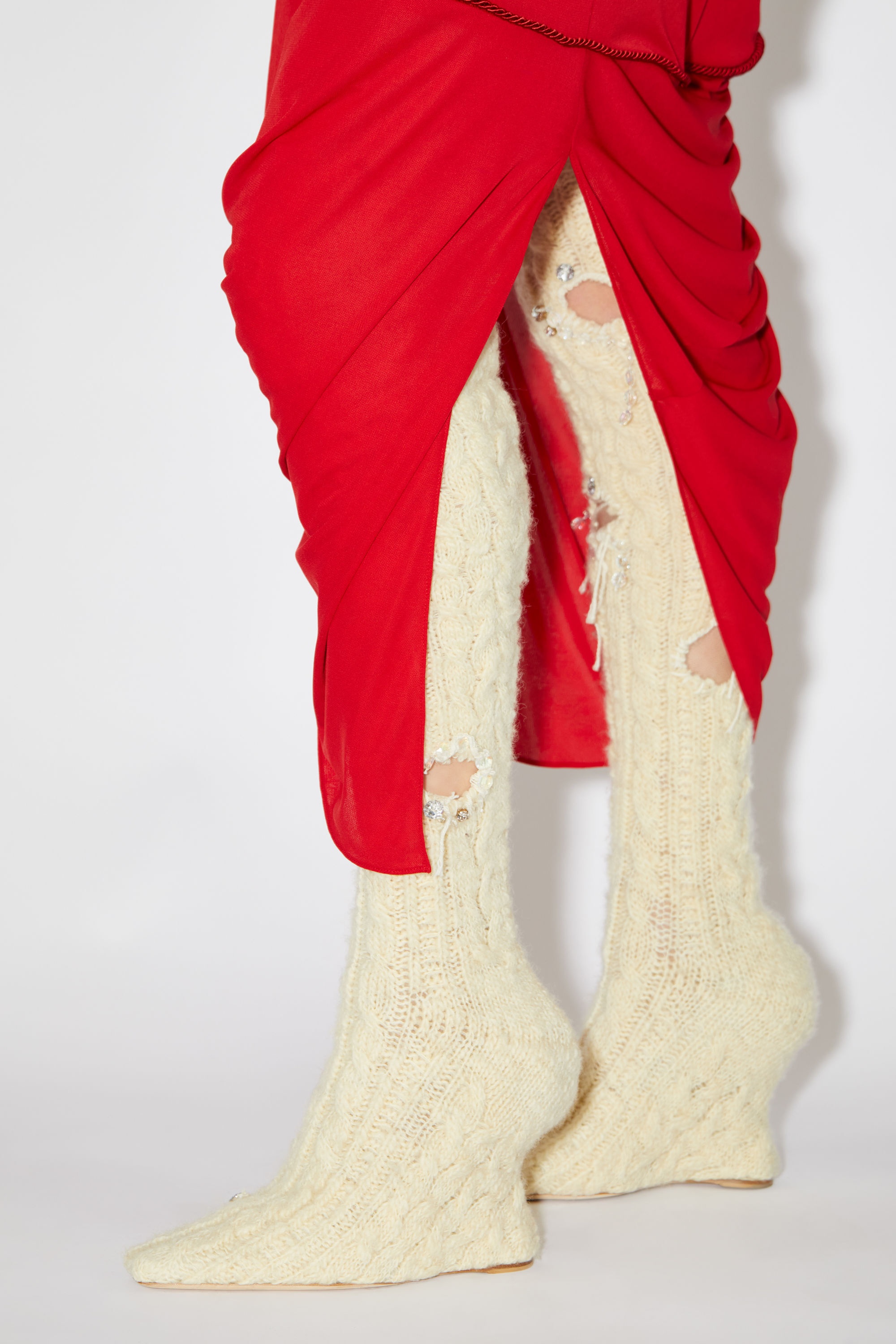 Knotted halterneck dress - Poppy Red - 7