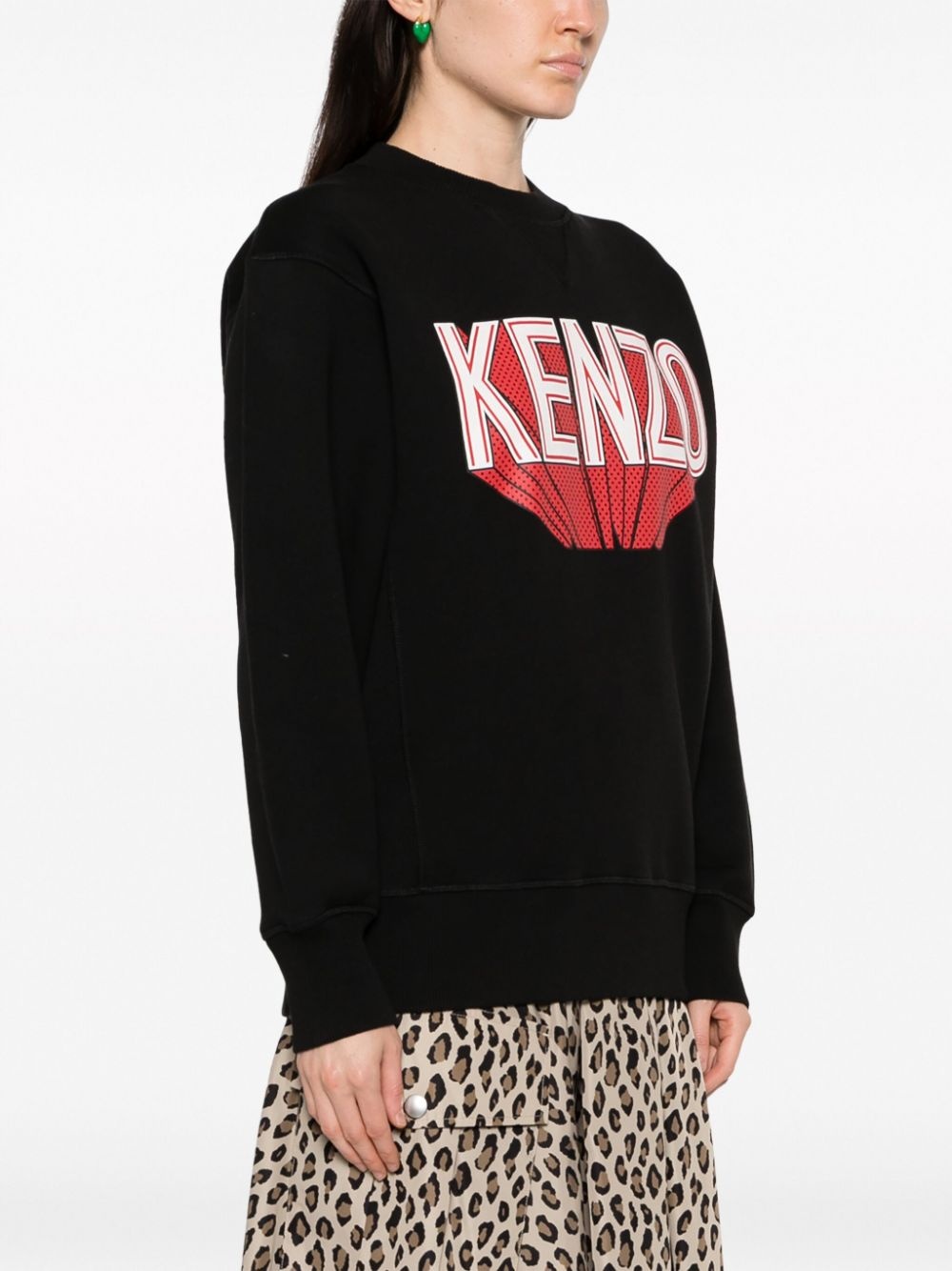 logo-print cotton sweatshirt - 3