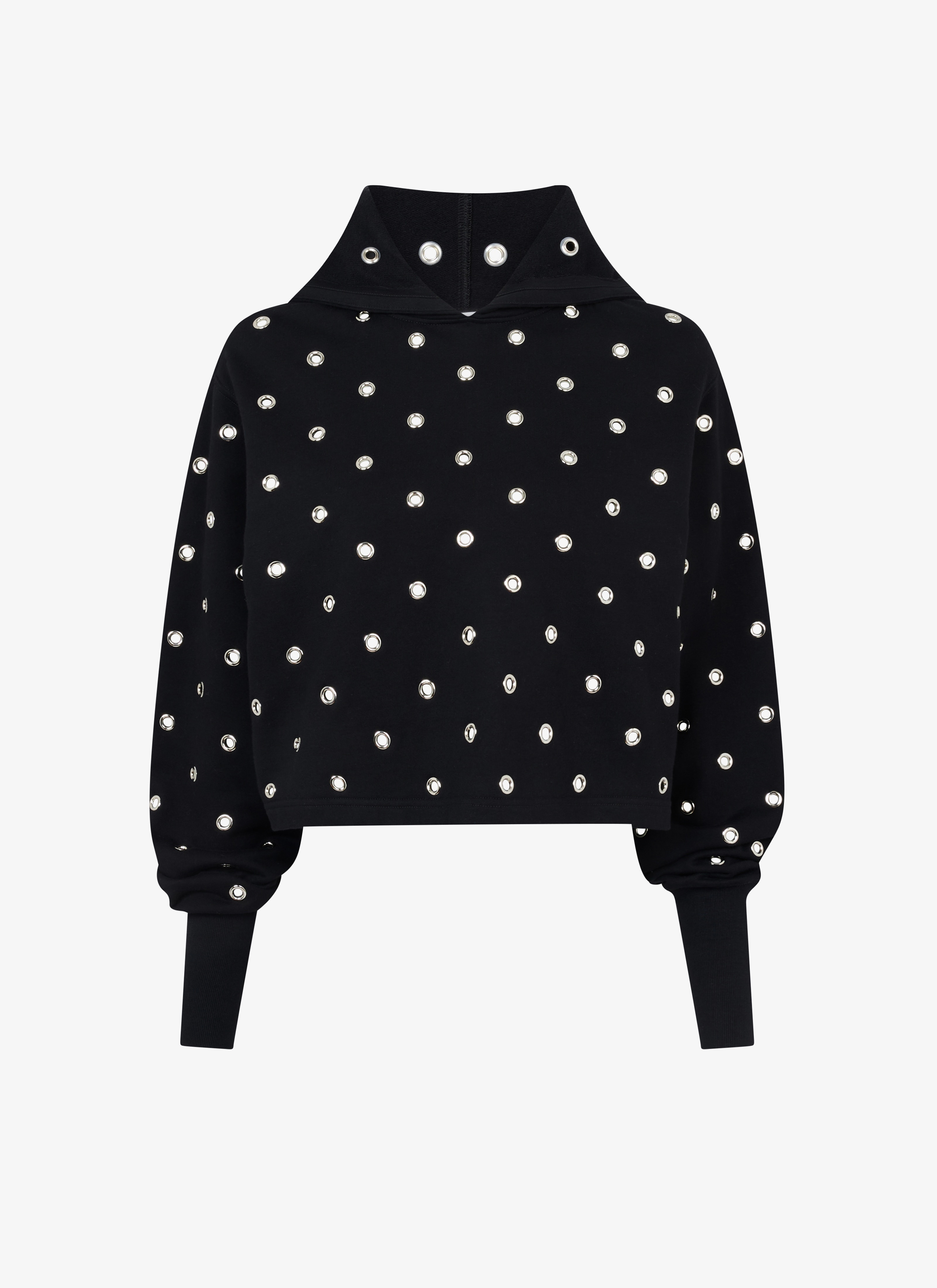 EYELET FLEECE HOODIE - 1