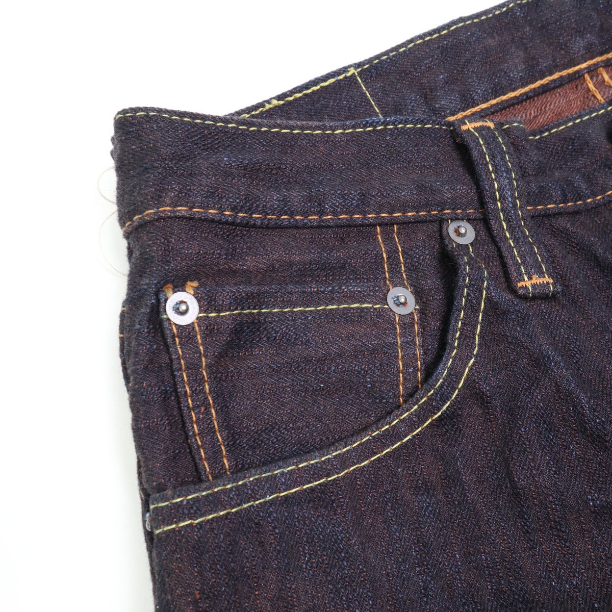 PER-EX-019-ID 15oz  Extra  Slub Relax Taper Indigo x Persimmon - 6