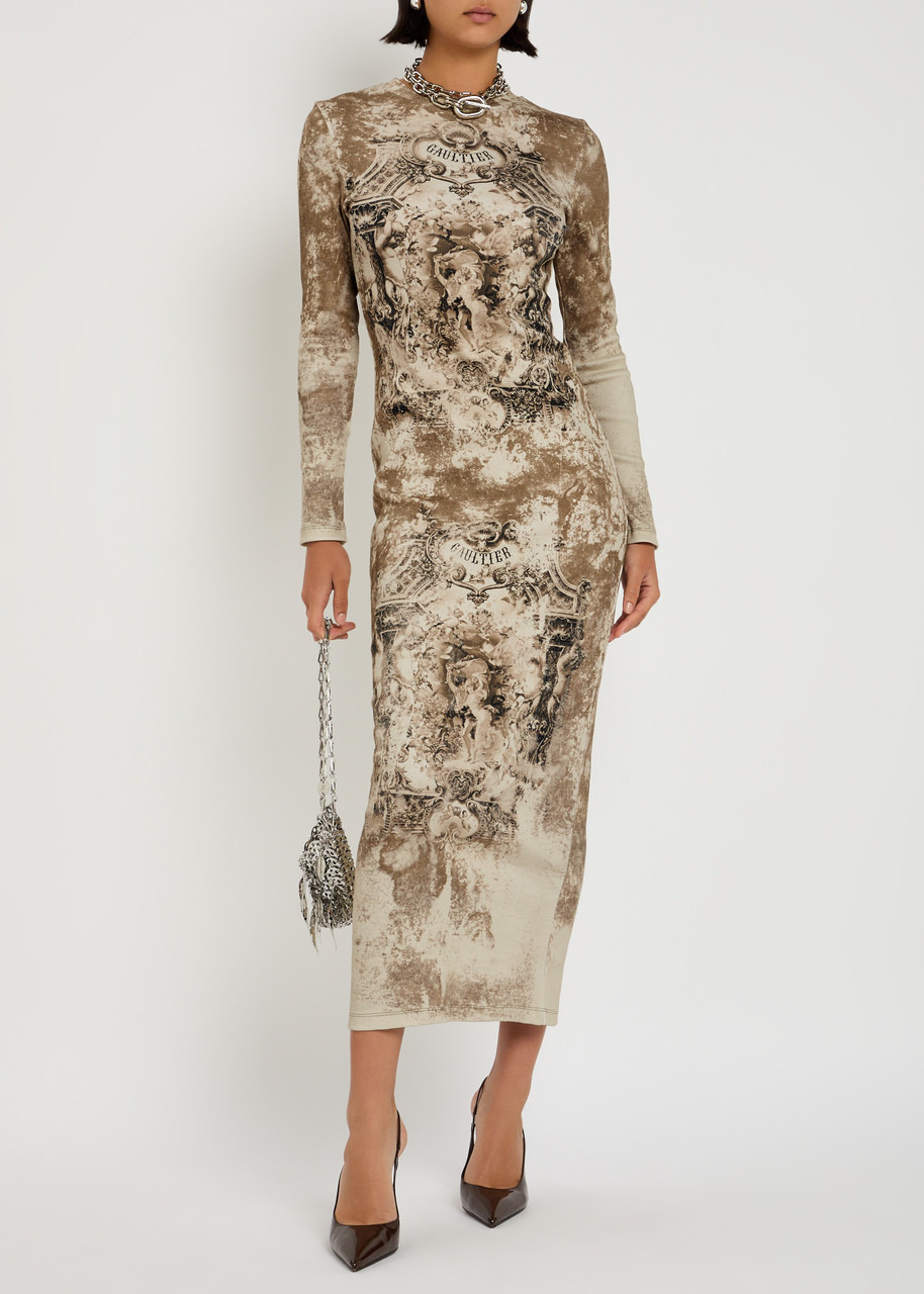 Jean Paul Gaultier Printed Ribbed Stretch-cotton Midi Dress - 4