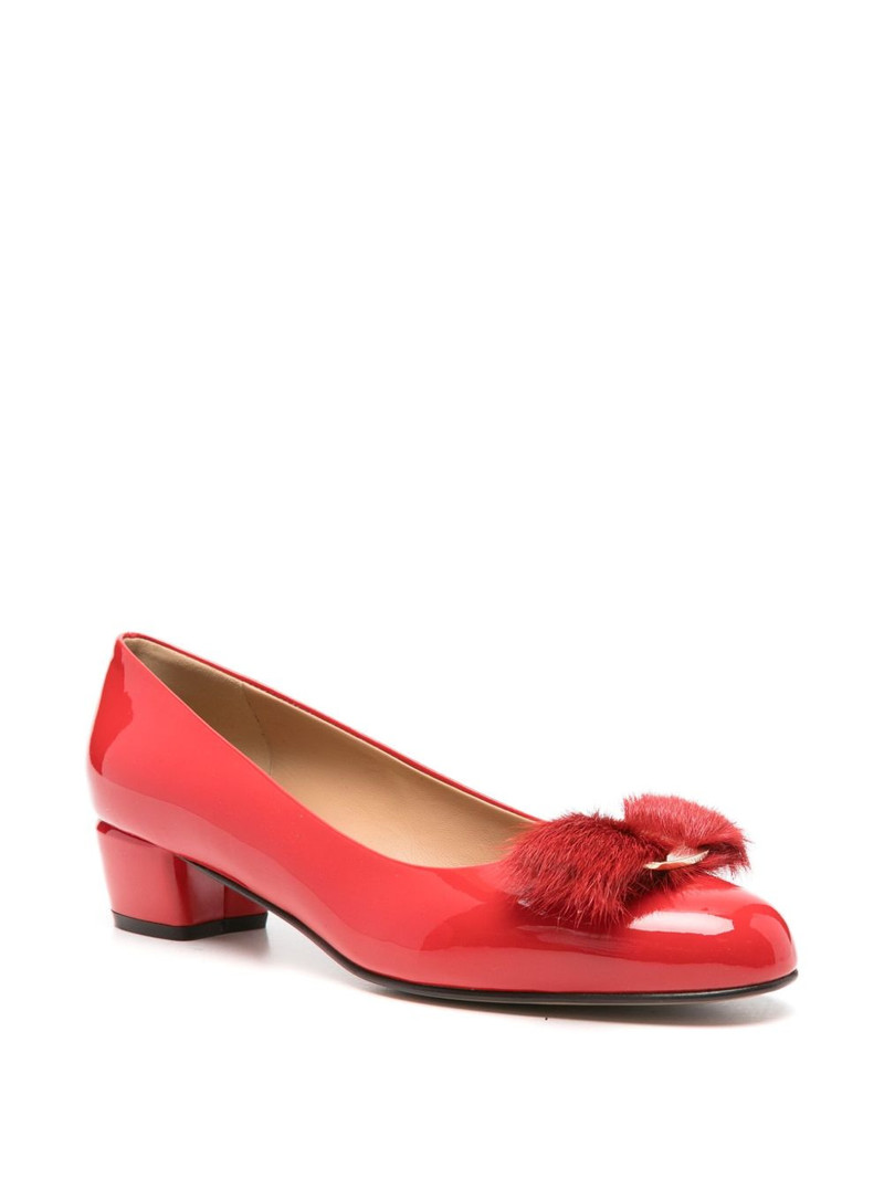 FERRAGAMO 30mm Vara leather flat pumps outlook