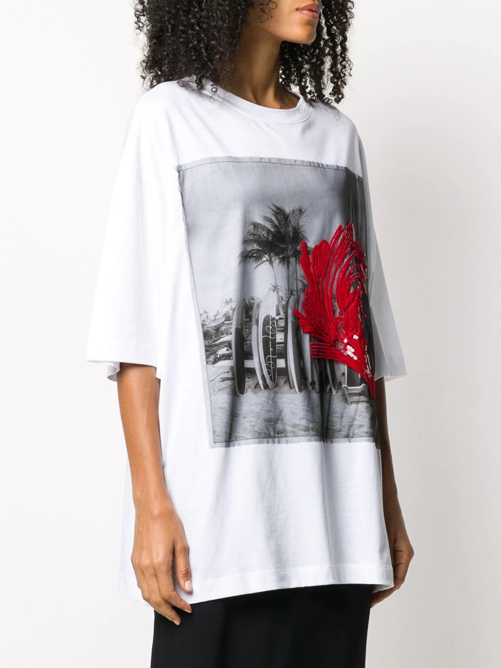 sequin detailed graphic print T-shirt - 3