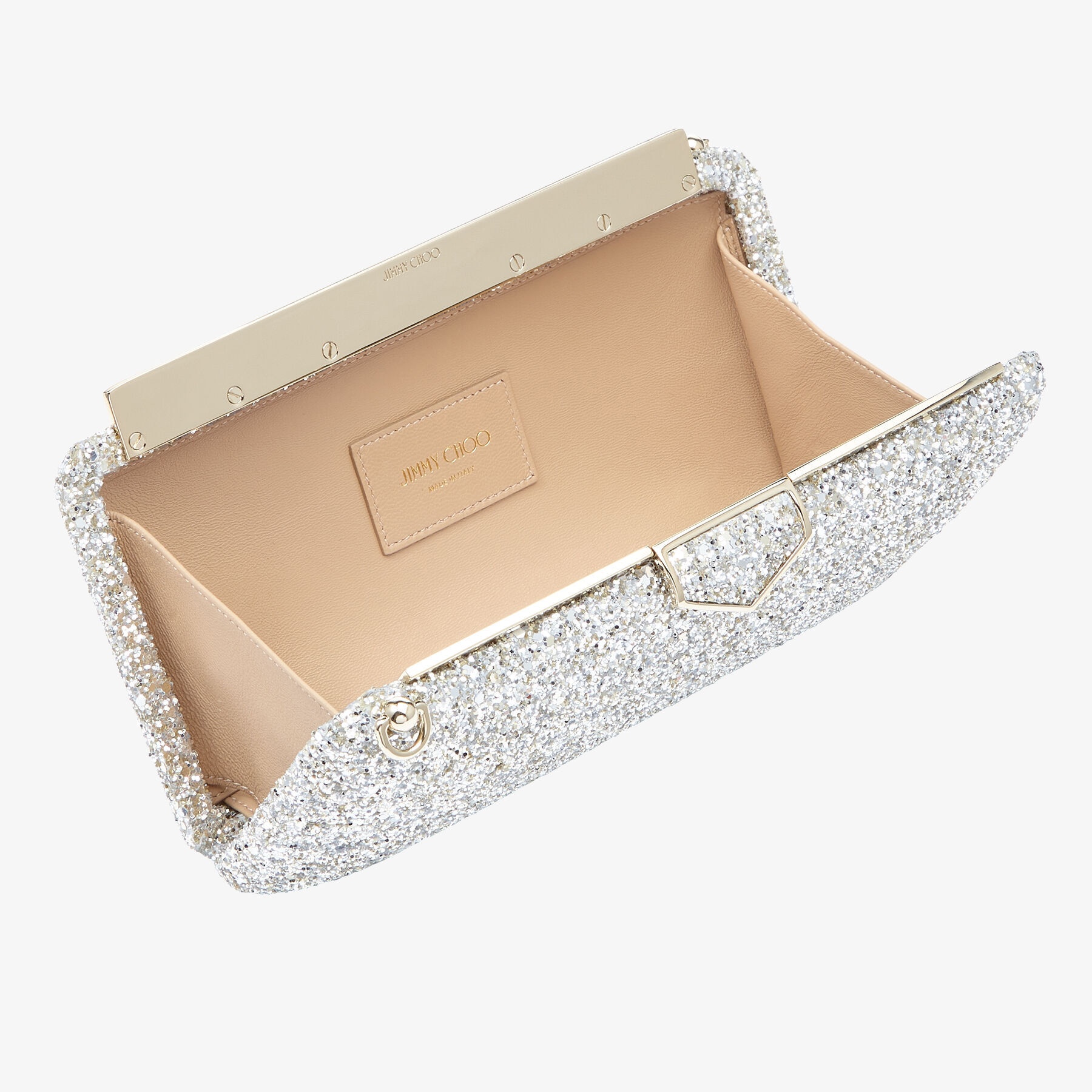 Ellipse
Champagne Coarse Glitter Fabric Clutch Bag - 3