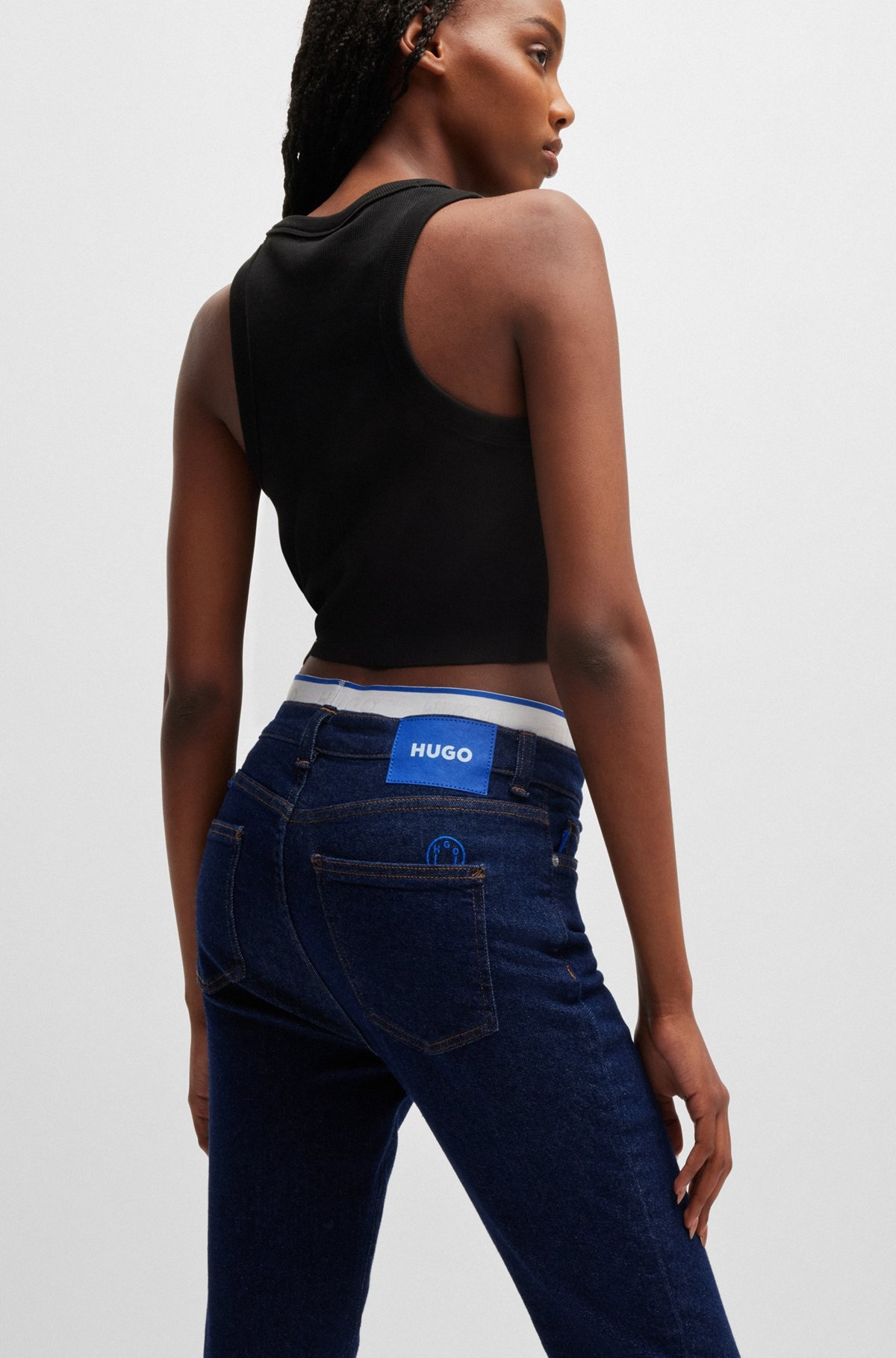 SKINNY-FIT JEANS IN DARK-BLUE STRETCH DENIM - 5