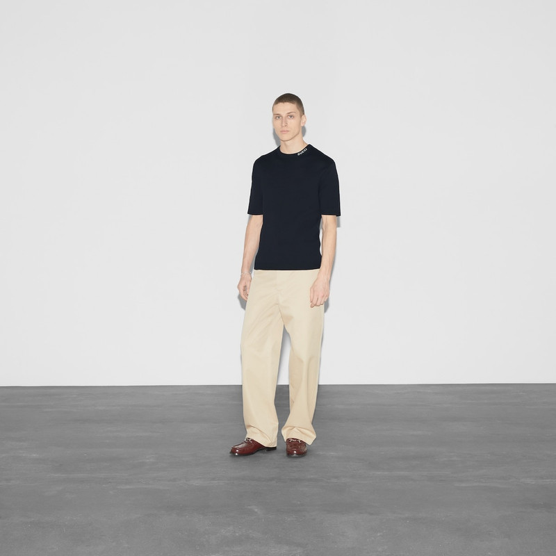 GUCCI Silk cotton T-shirt with Gucci intarsia outlook