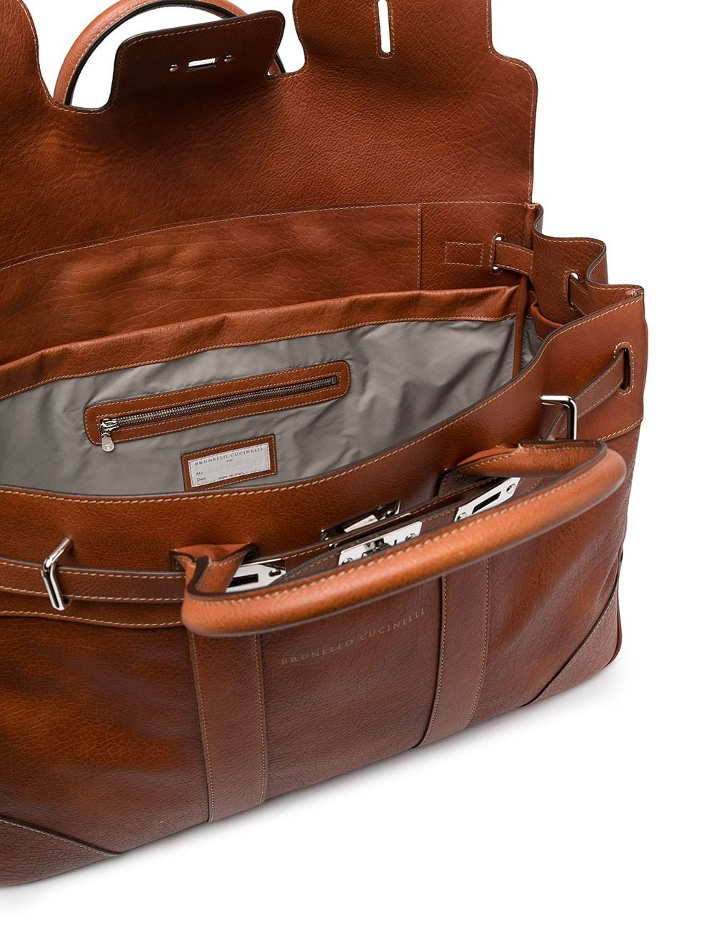 top-handle leather holdall bag - 4