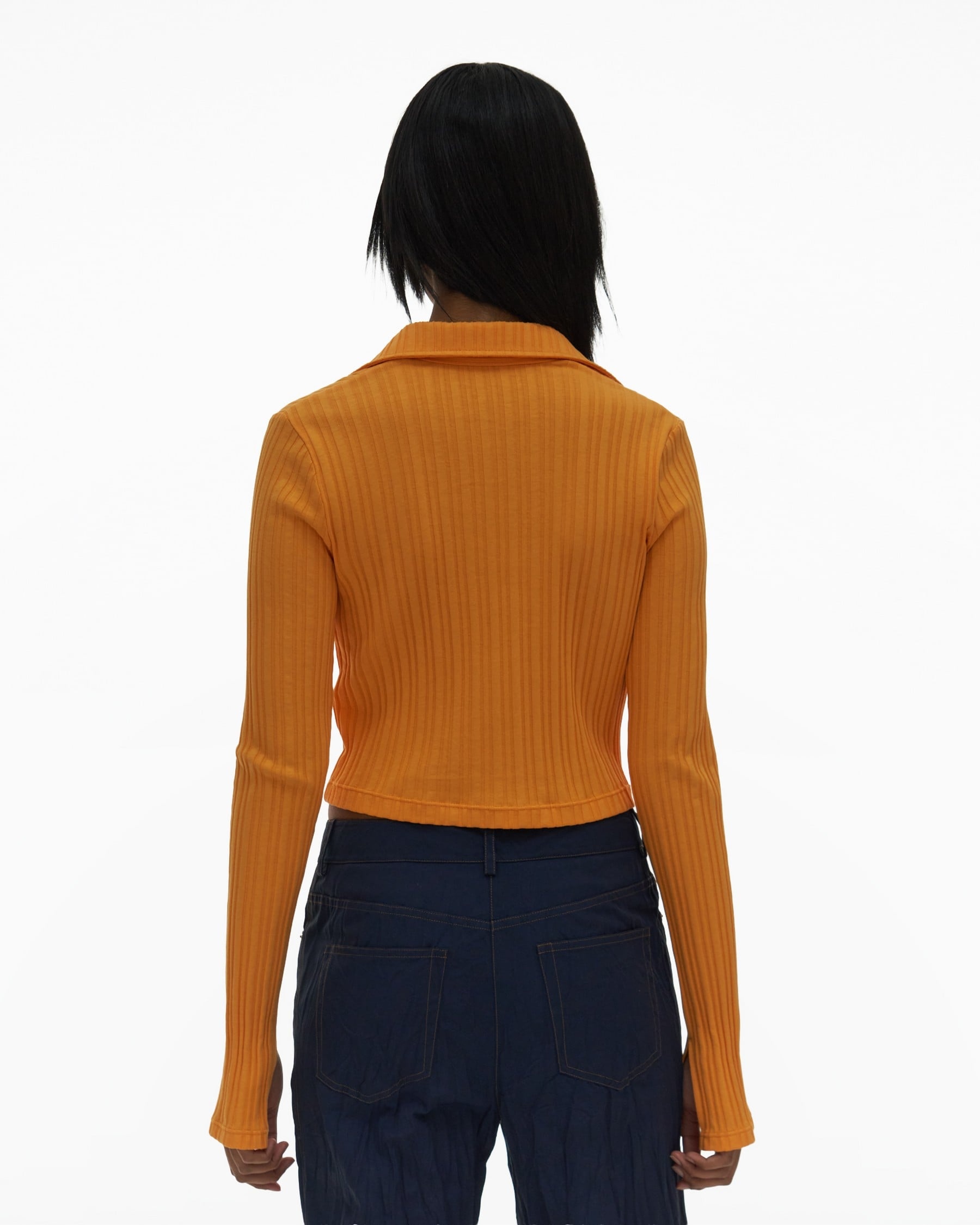 CROPPED RIB KNIT POLO - 4