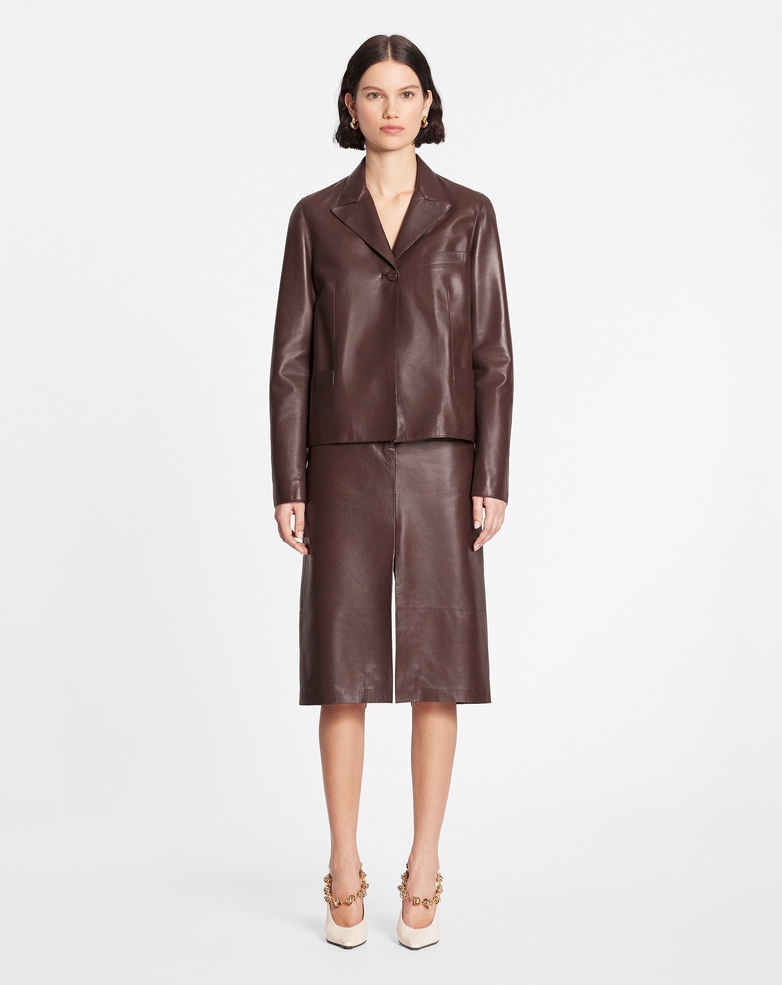 STRAIGHT LEATHER MIDI SKIRT - 2