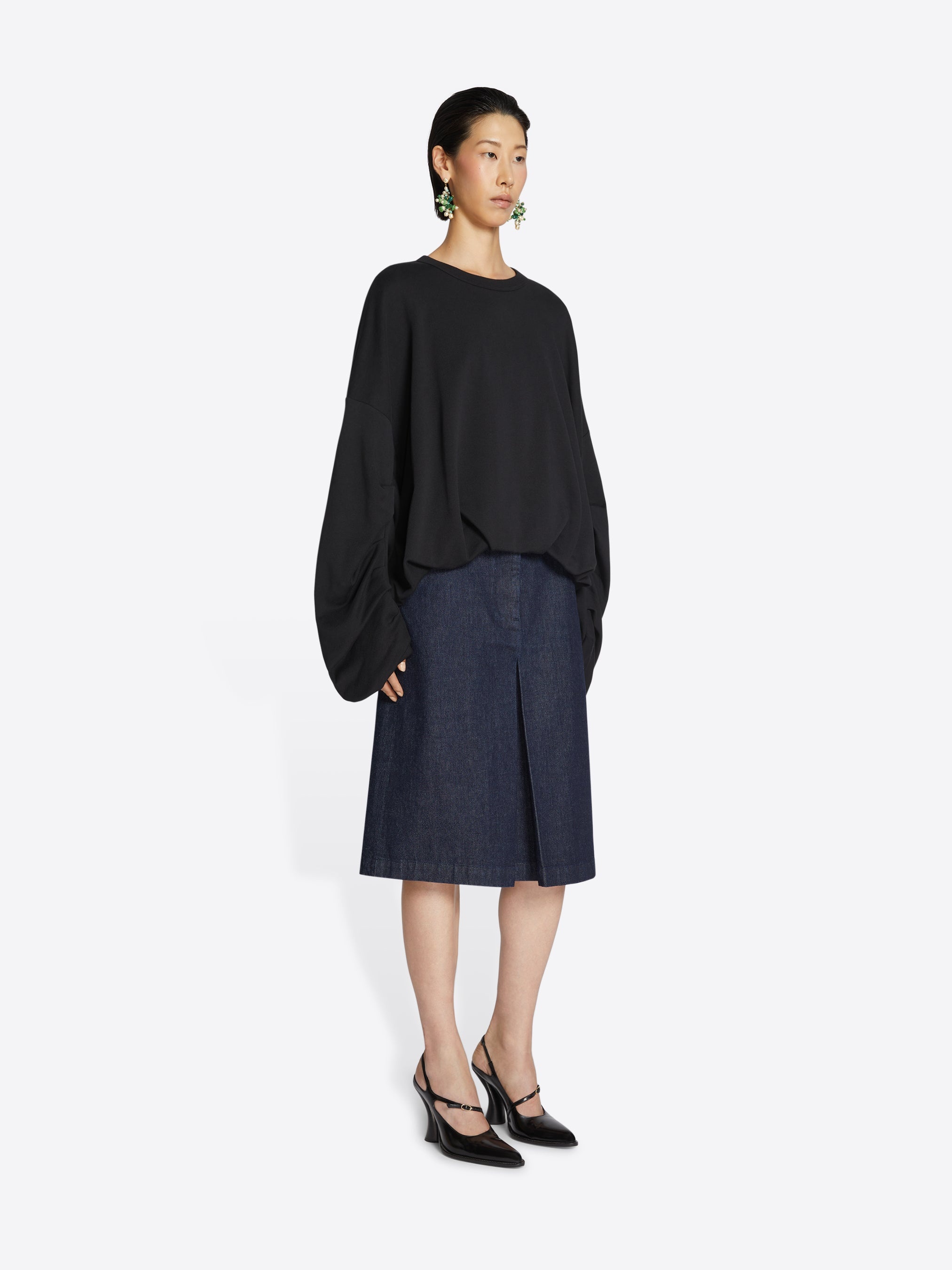 PLEATED DENIM SKIRT - 3