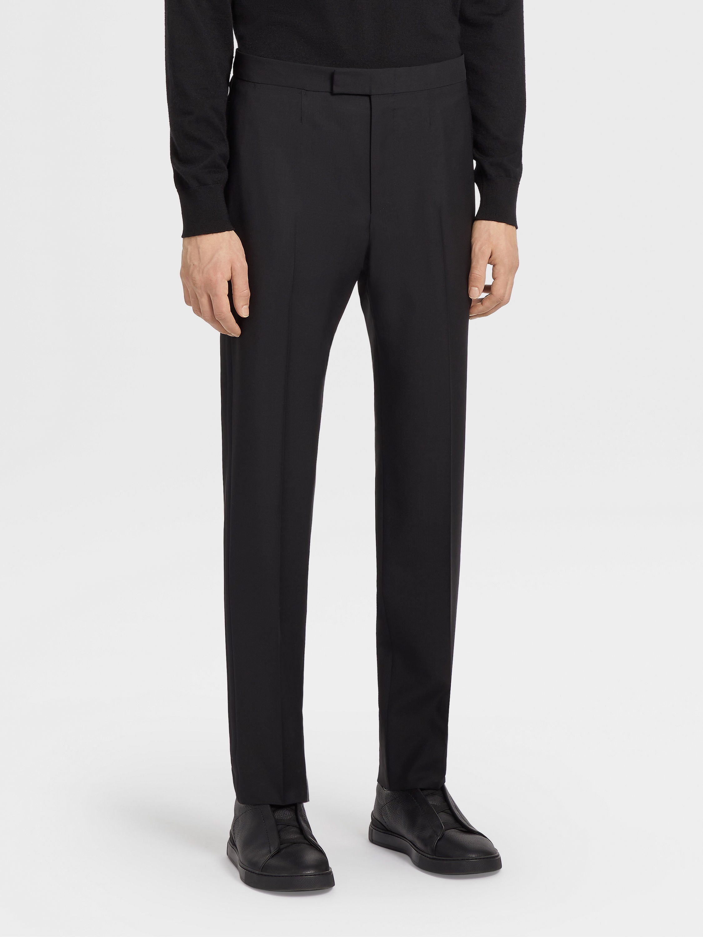 BLACK WOOL AND MOHAIR TAILORING PANTS - 2