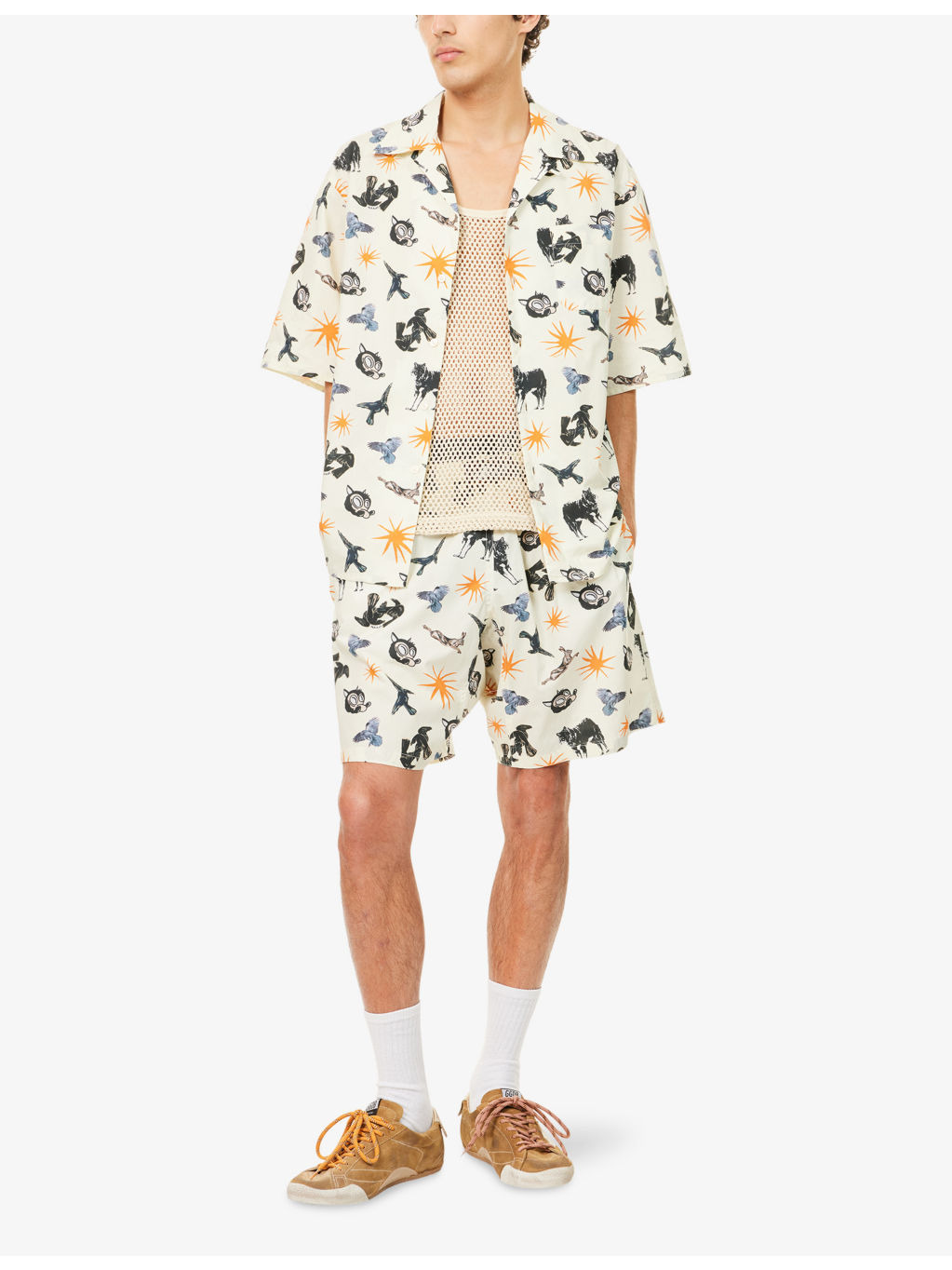 Graphic-Print Relaxed-Fit Cotton Shorts - 2