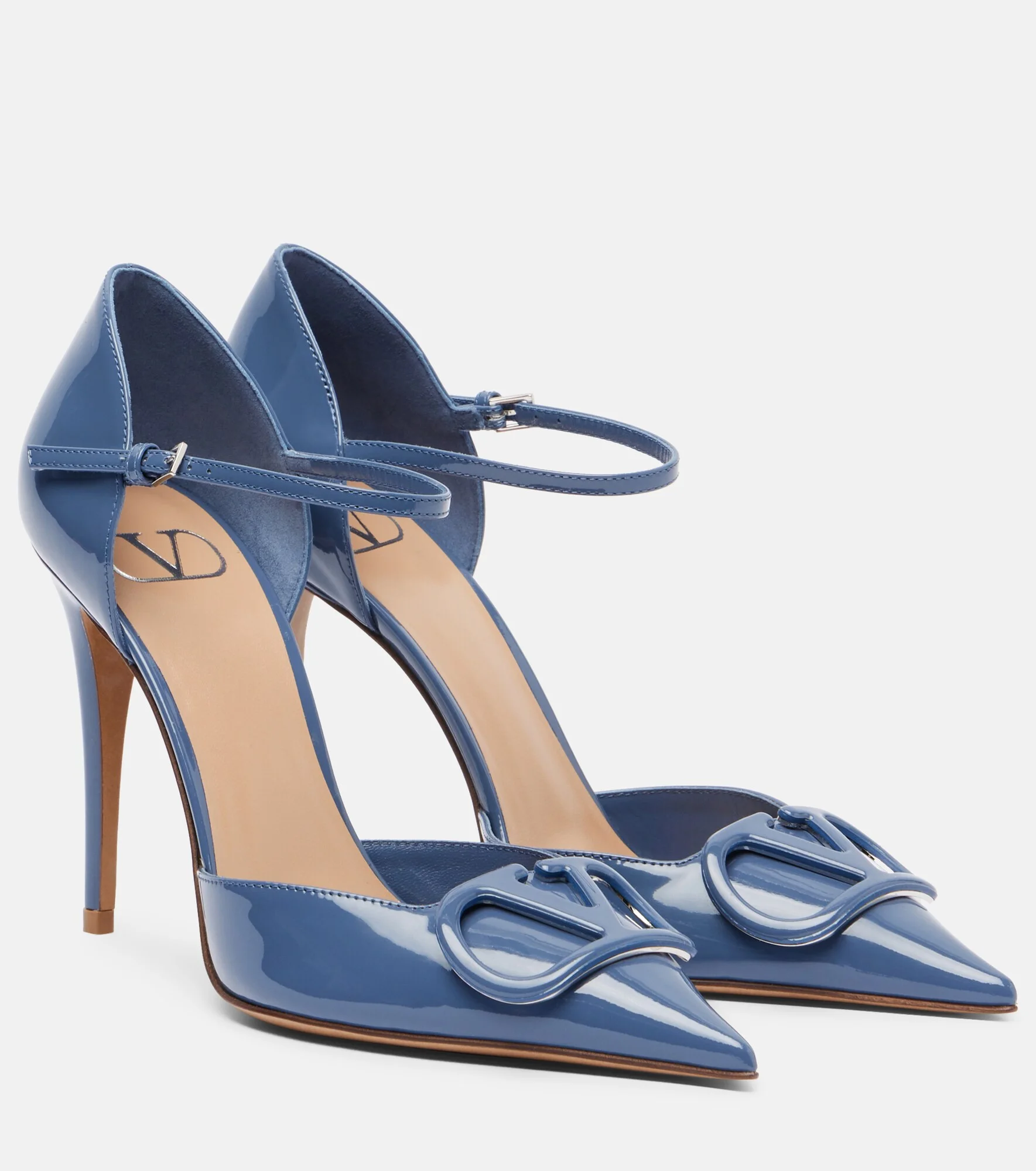 D'Orsay VLogo patent leather pumps - 1
