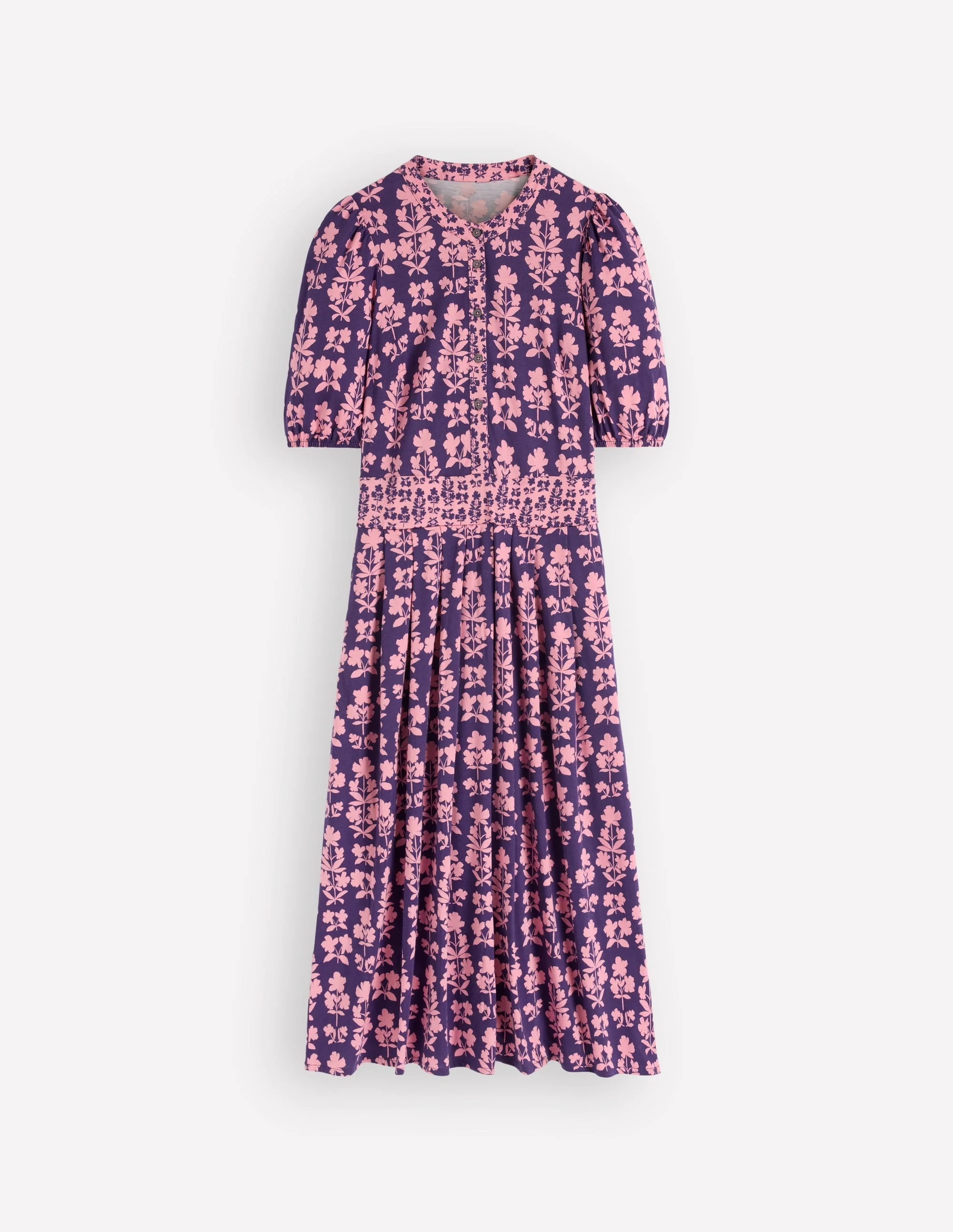 Amber Pleat Jersey Midi Dress-Calla Lilly, Blossom Grove - 1