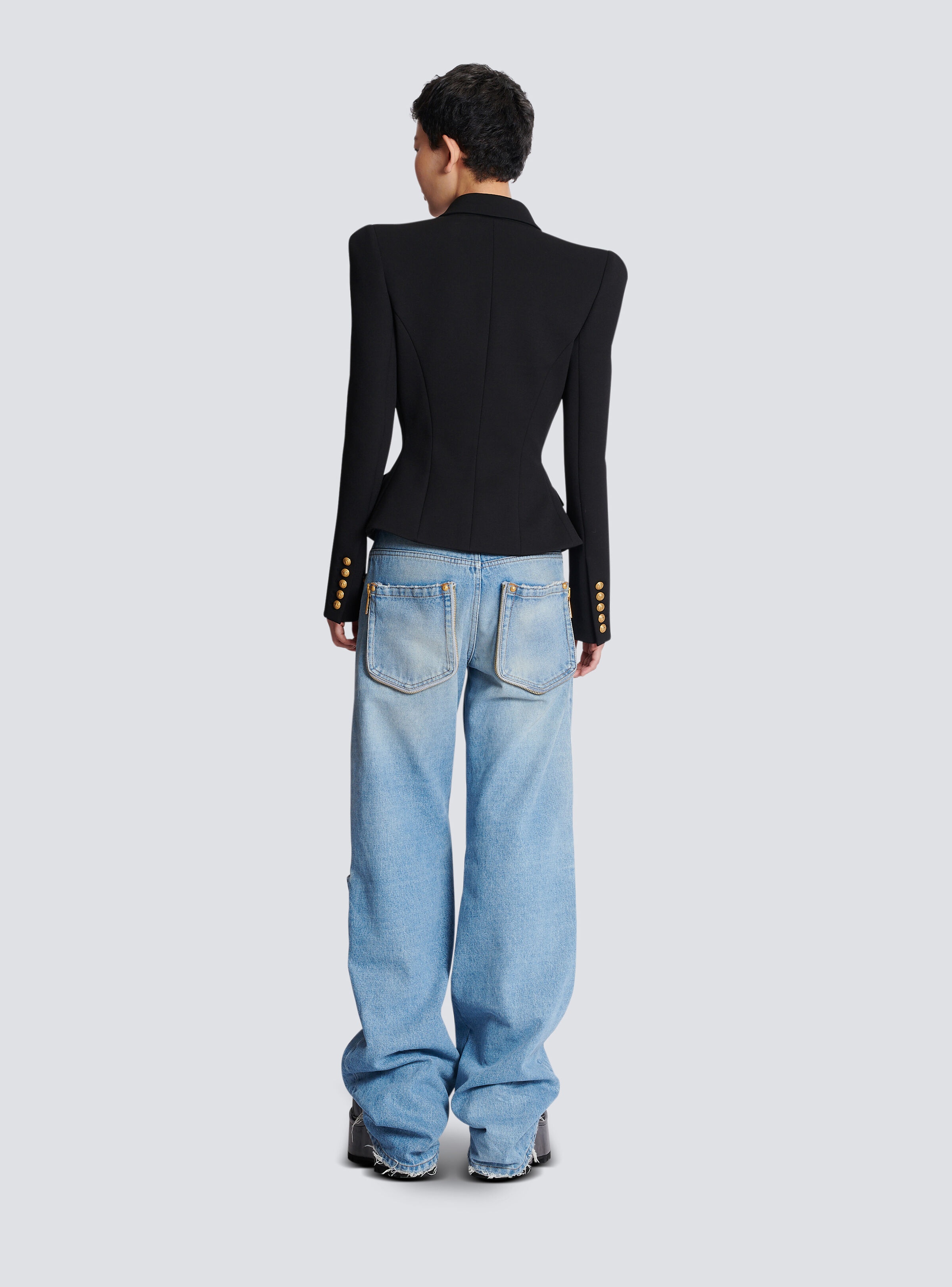 Cotton grain de poudre slim-fitting jacket - 4