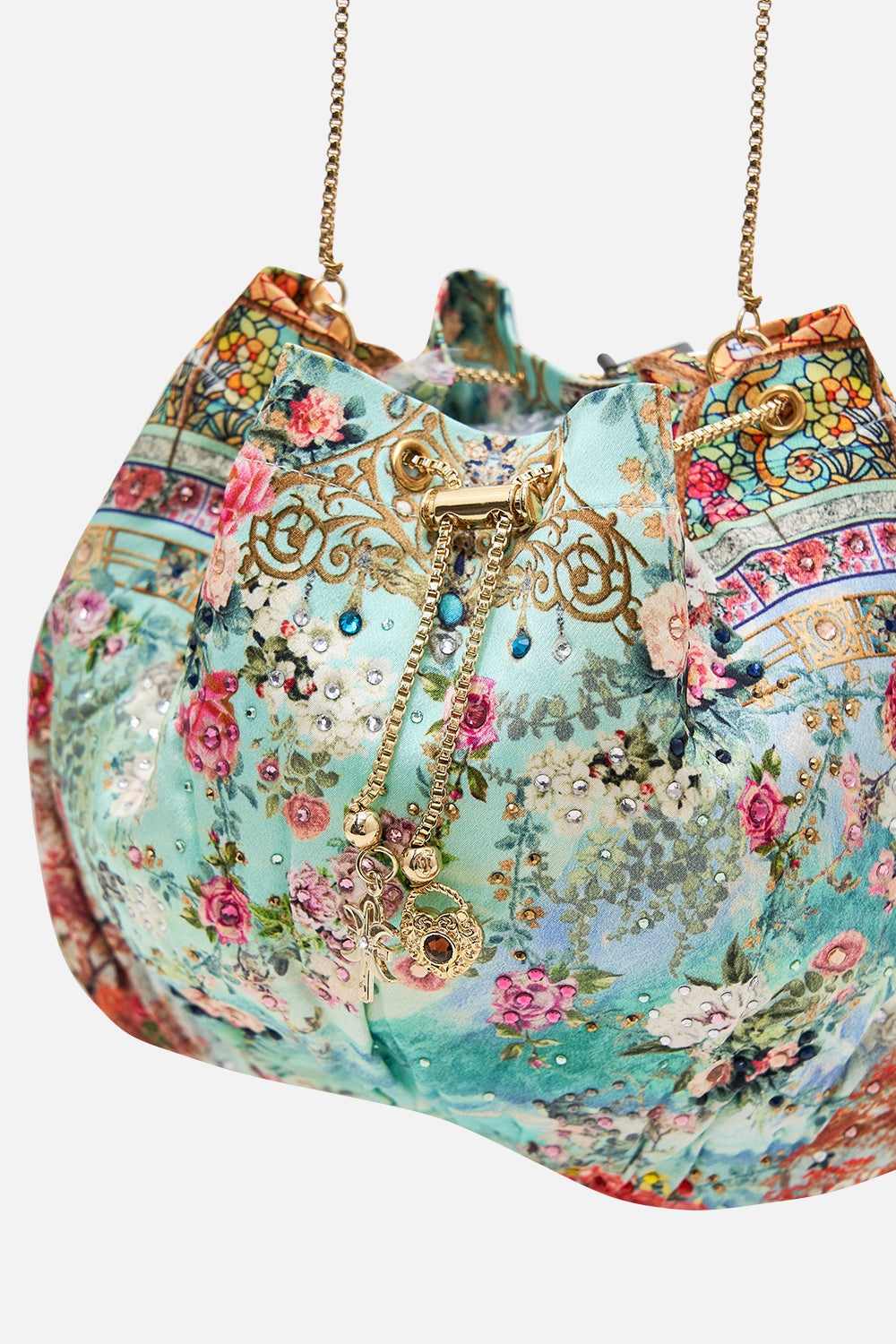 DRAWSTRING POUCH WITH CHAIN STRAP - 2