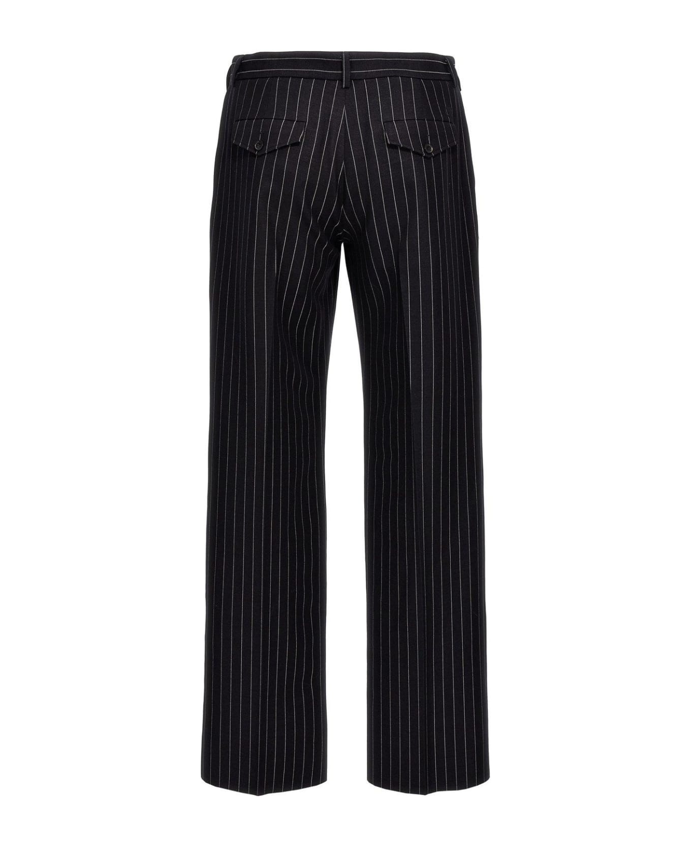 Pinstriped Straight Leg Pants - 2