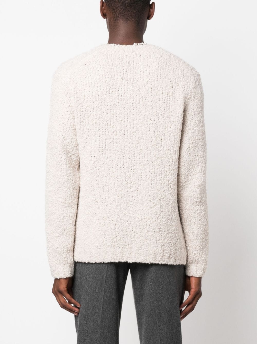 brushed-effect V-neck jumper - 4