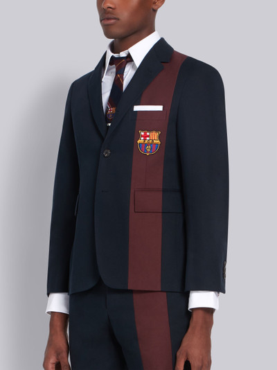 Thom Browne Navy Cotton Cavalry Twill FC Barcelona Seamed Stripe Classic Sport Coat outlook