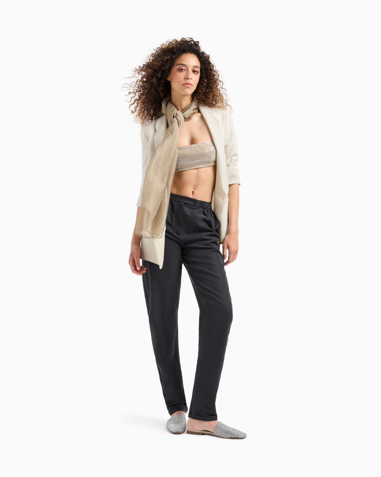 Rhinestone-covered bandeau top with shoulder straps - 2