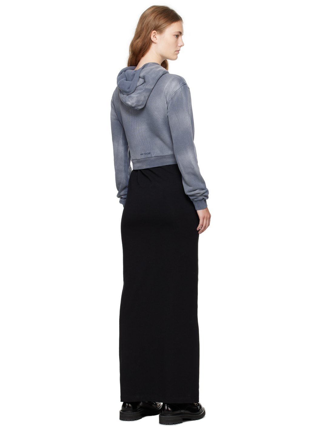 Gray & Black Layered Hoodie Maxi Dress - 3
