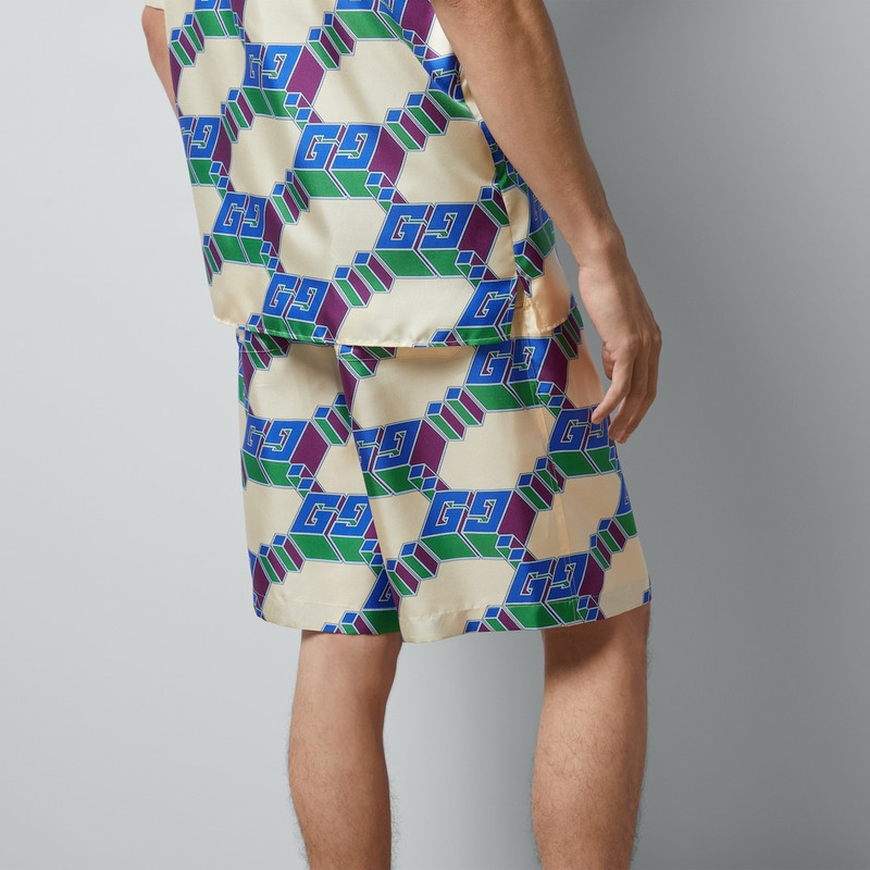 3D GG print silk shorts 6