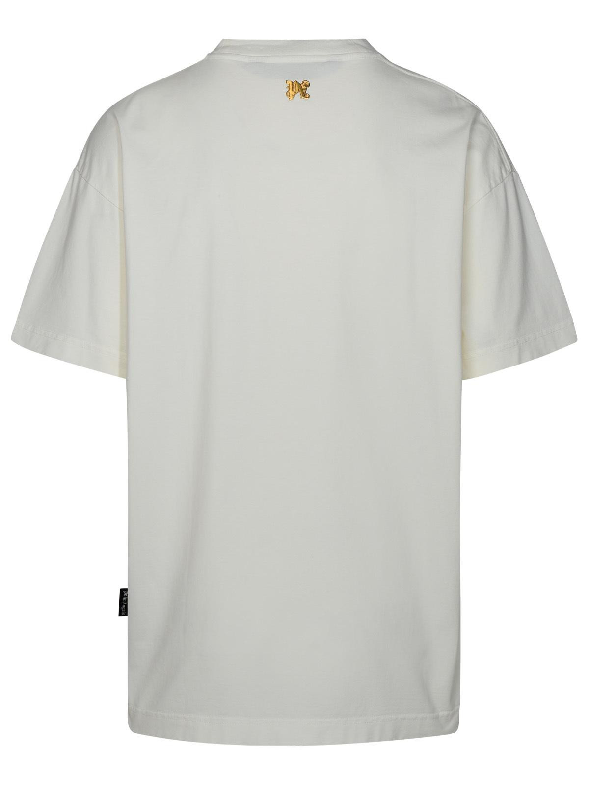 Palm Angels 'Burning Monogram' White Cotton T-Shirt Men - 3
