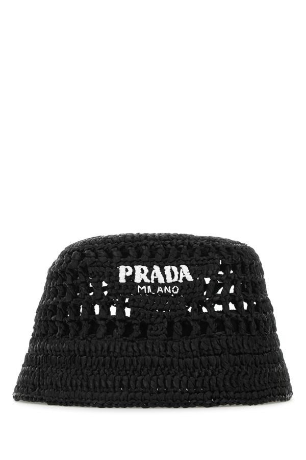 PRADA MAN Black Raffia Hat - 2