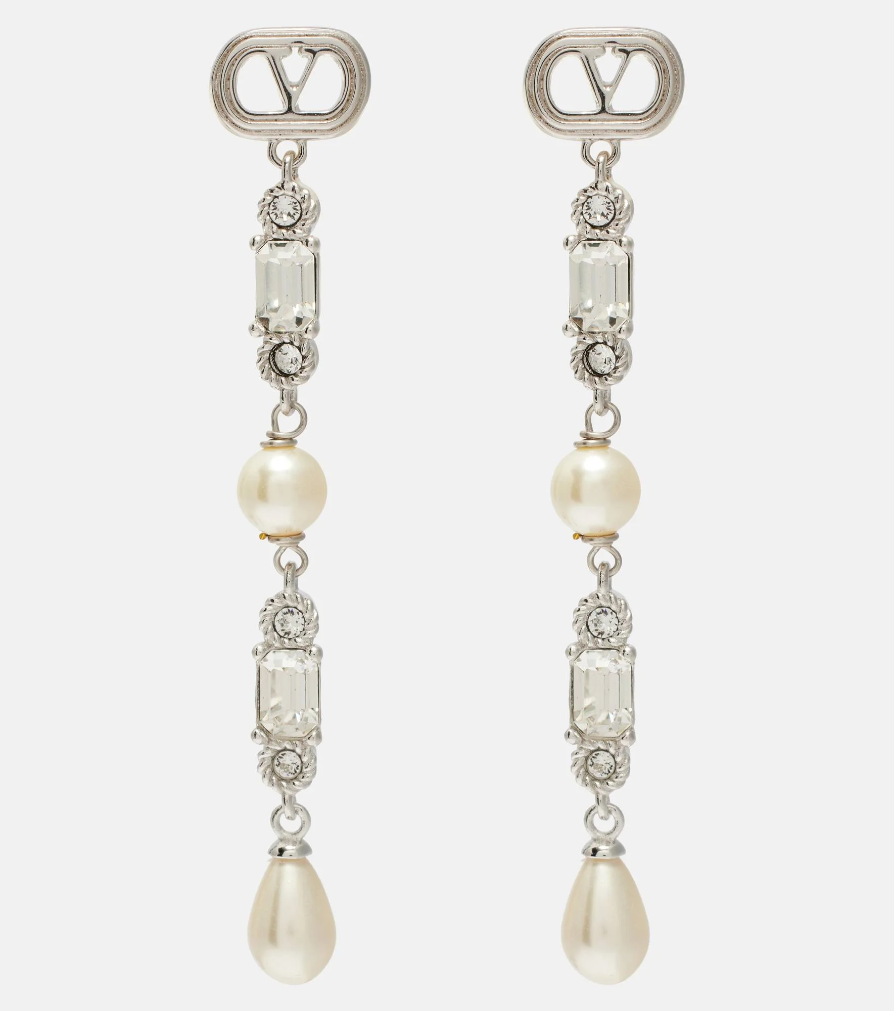 Ovalette VLogo Swarovski®-embellished drop earrings - 1