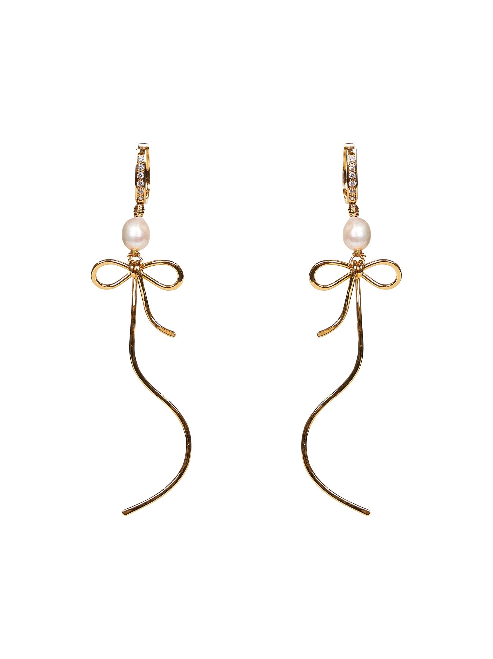 Marni Women Gold Bow Drop Earrings With Pearls - 1