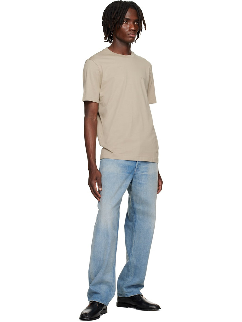 BOSS Beige Cotton Jersey Logo Detail T-shirt outlook