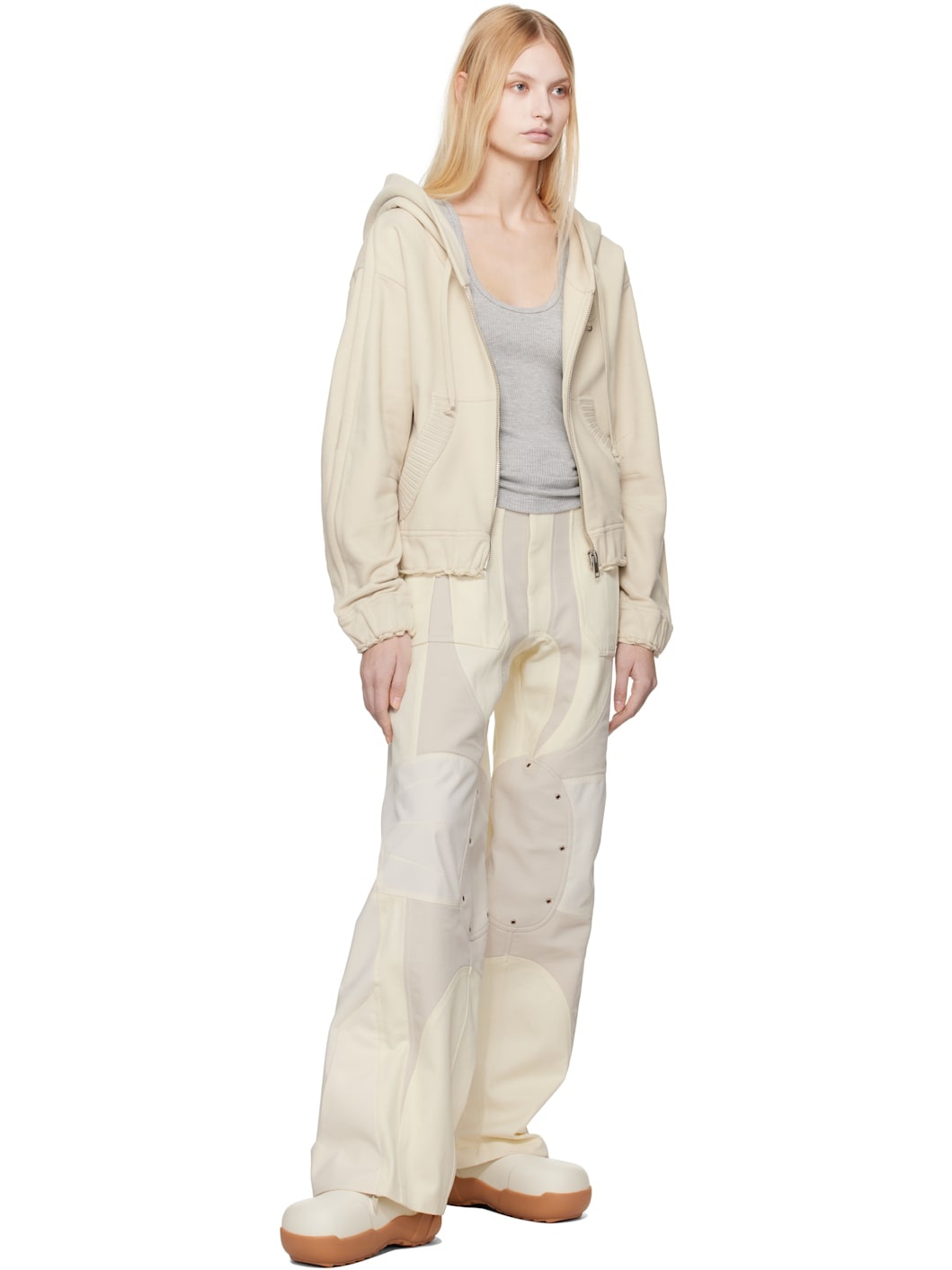 Moncler Moncler x Willow Smith Beige Zip-Up Eyelet Cotton