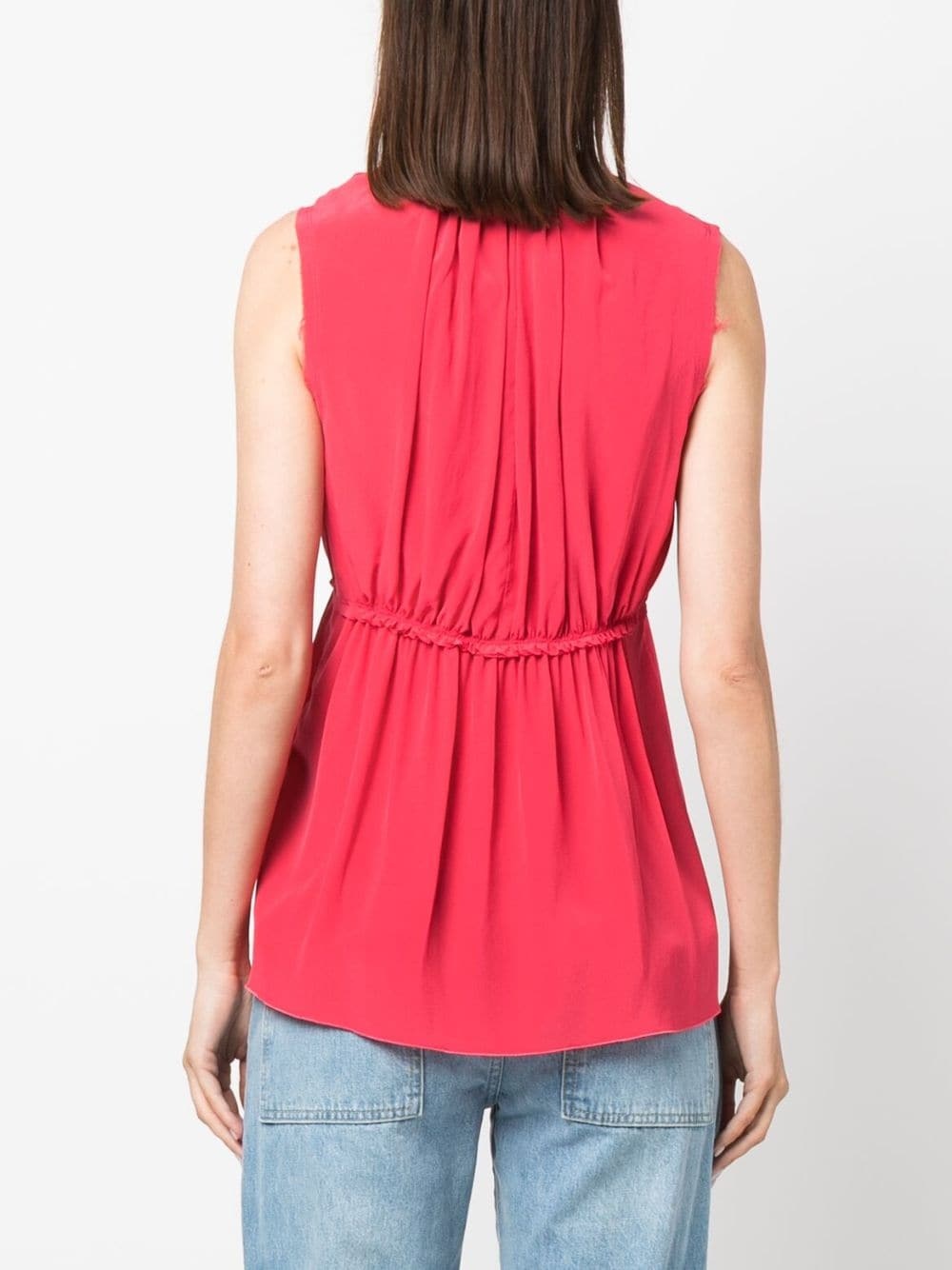 ruched sleeveless silk blouse - 4