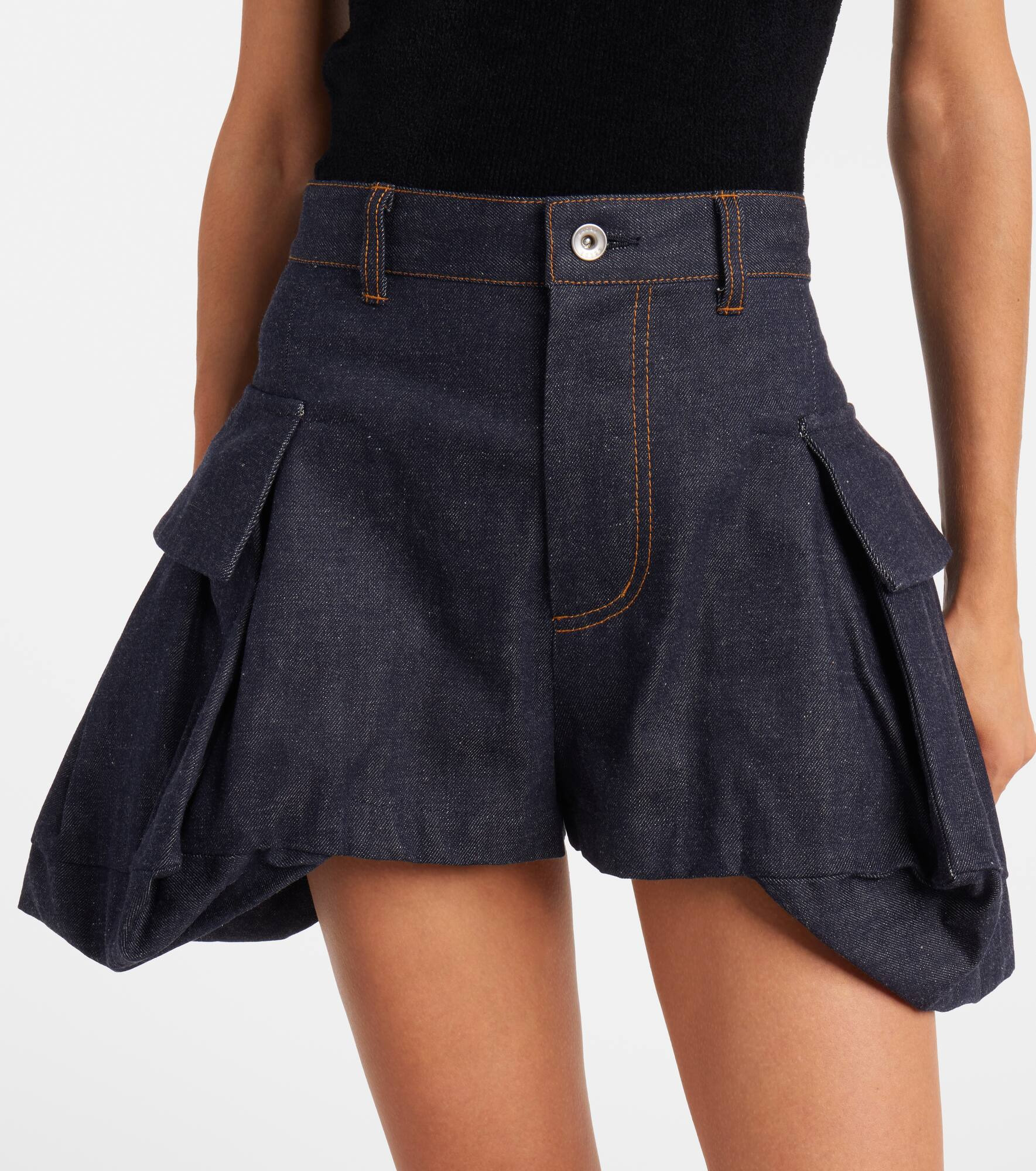 High-rise denim shorts - 4
