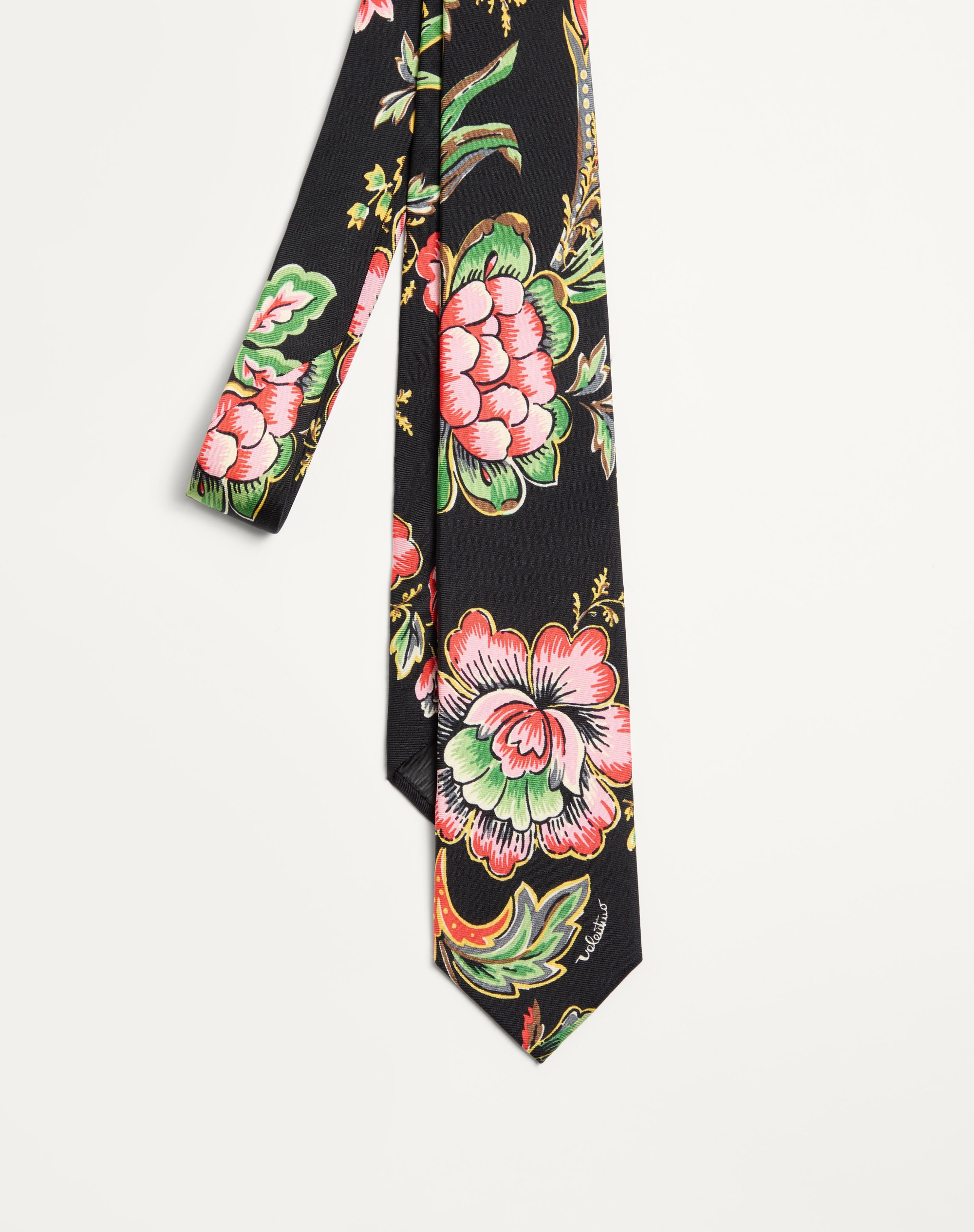 SILK TIE WITH PAPIER FLORAL PATTERN - 4