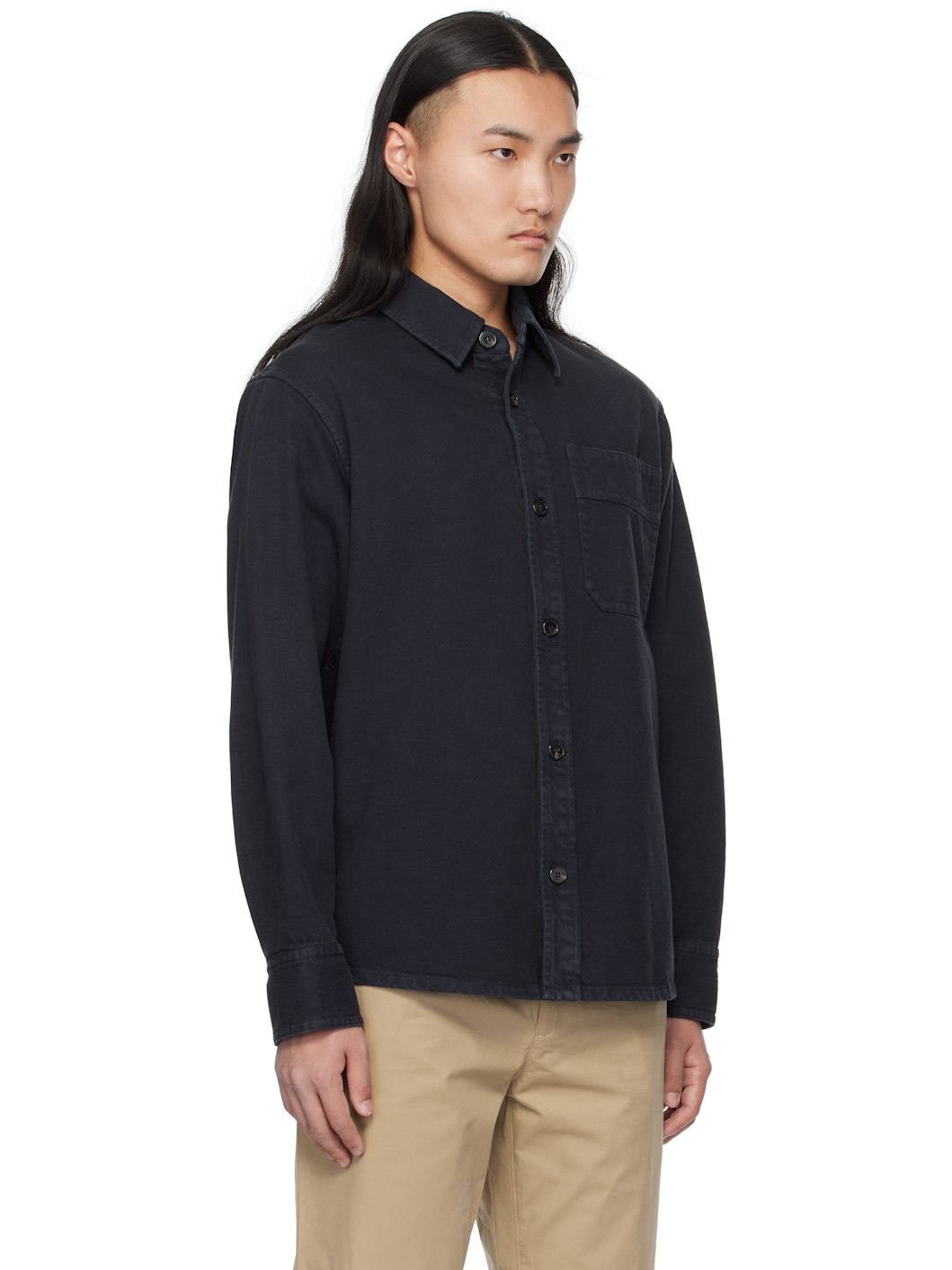 Navy Basile Brodée Poitrine Overshirt - 2