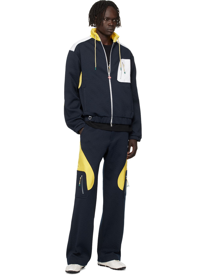 CASABLANCA Navy & Yellow Jacquard Nylon Cargo Pants outlook