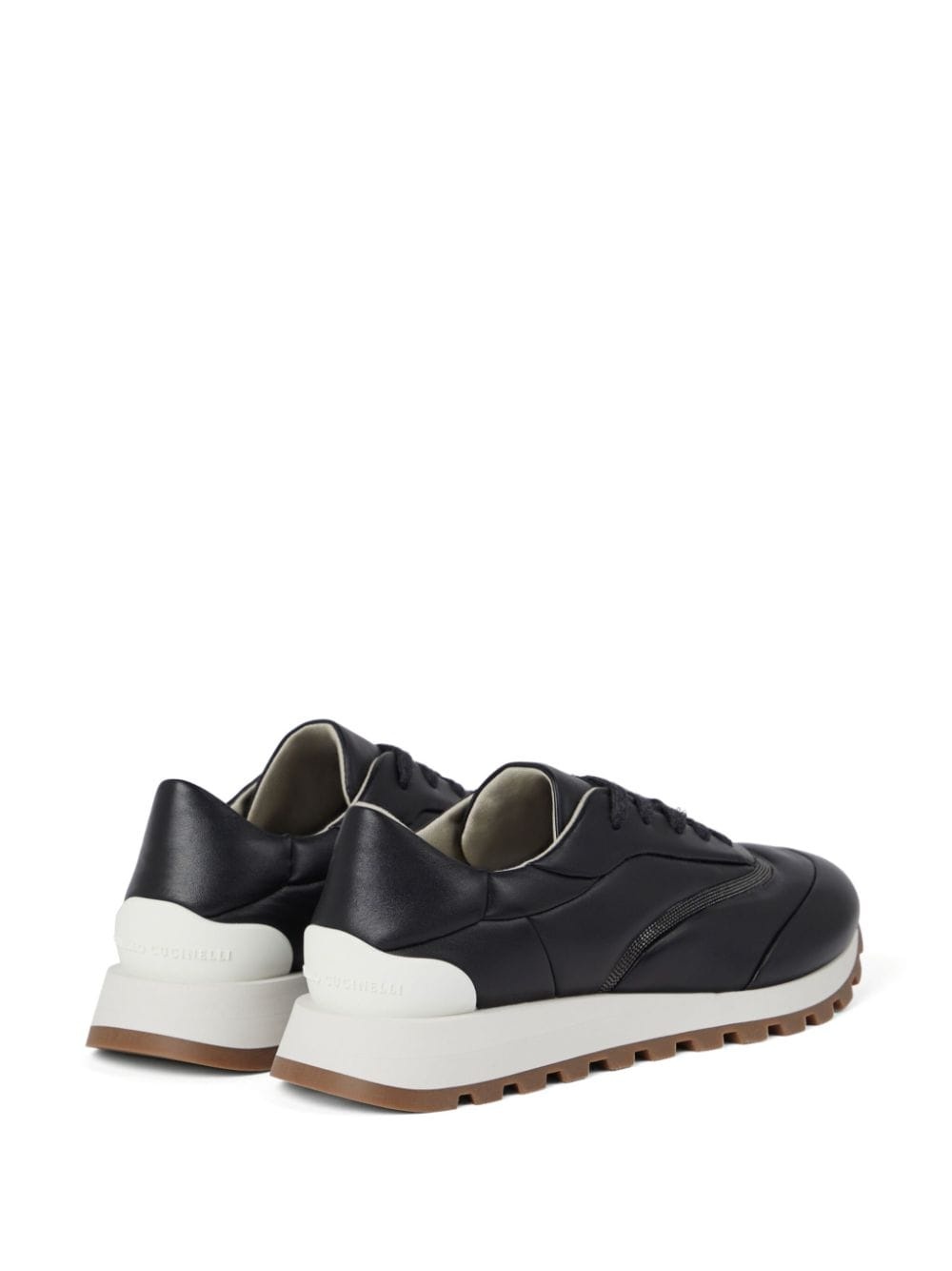 Monili-chain leather sneakers - 3