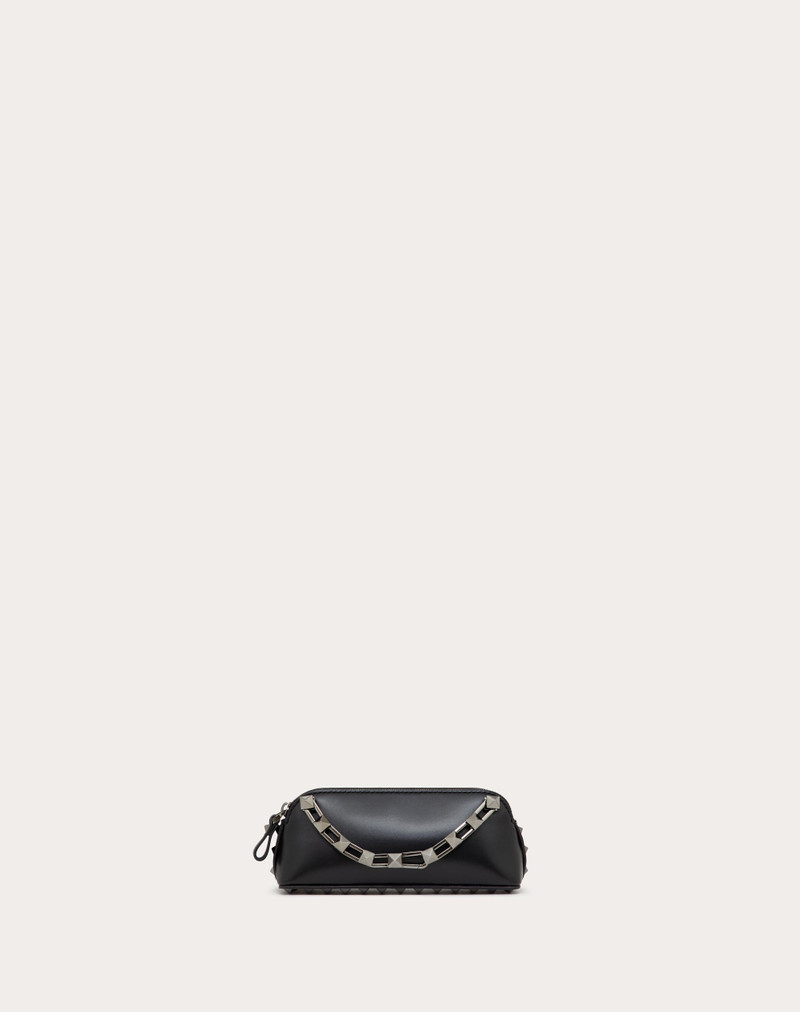 MINI ROCKSTUD SHINY CALFSKIN CLUTCH - 1