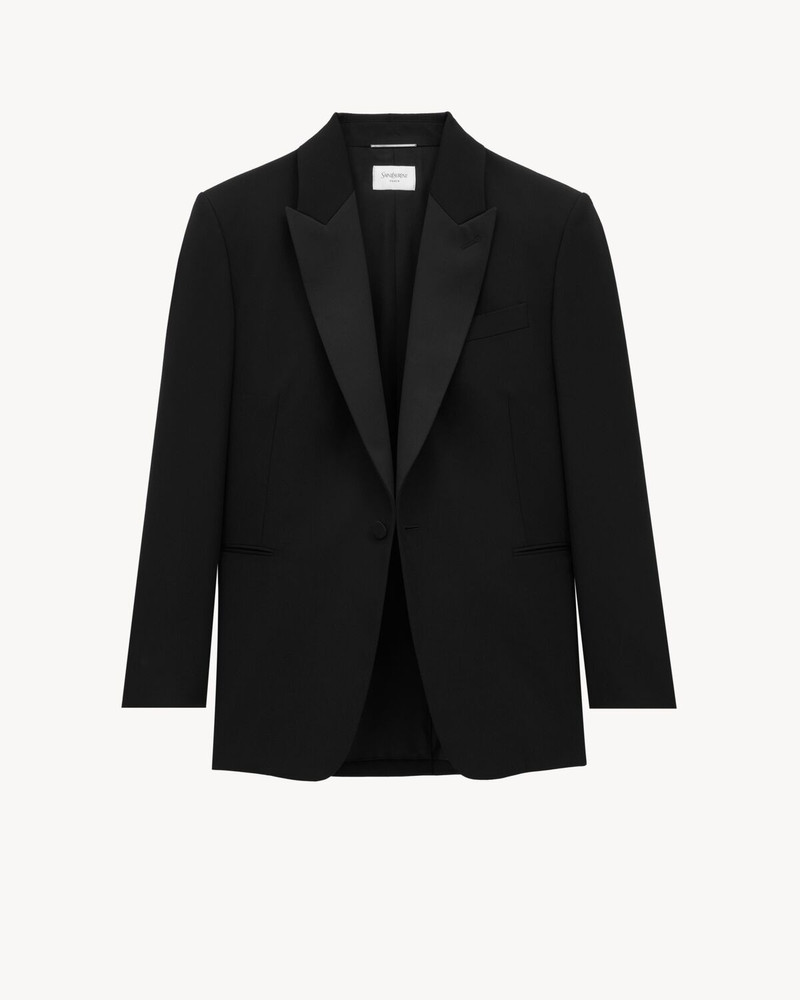 SAINT LAURENT TUXEDO JACKET IN GRAIN DE POUDRE outlook
