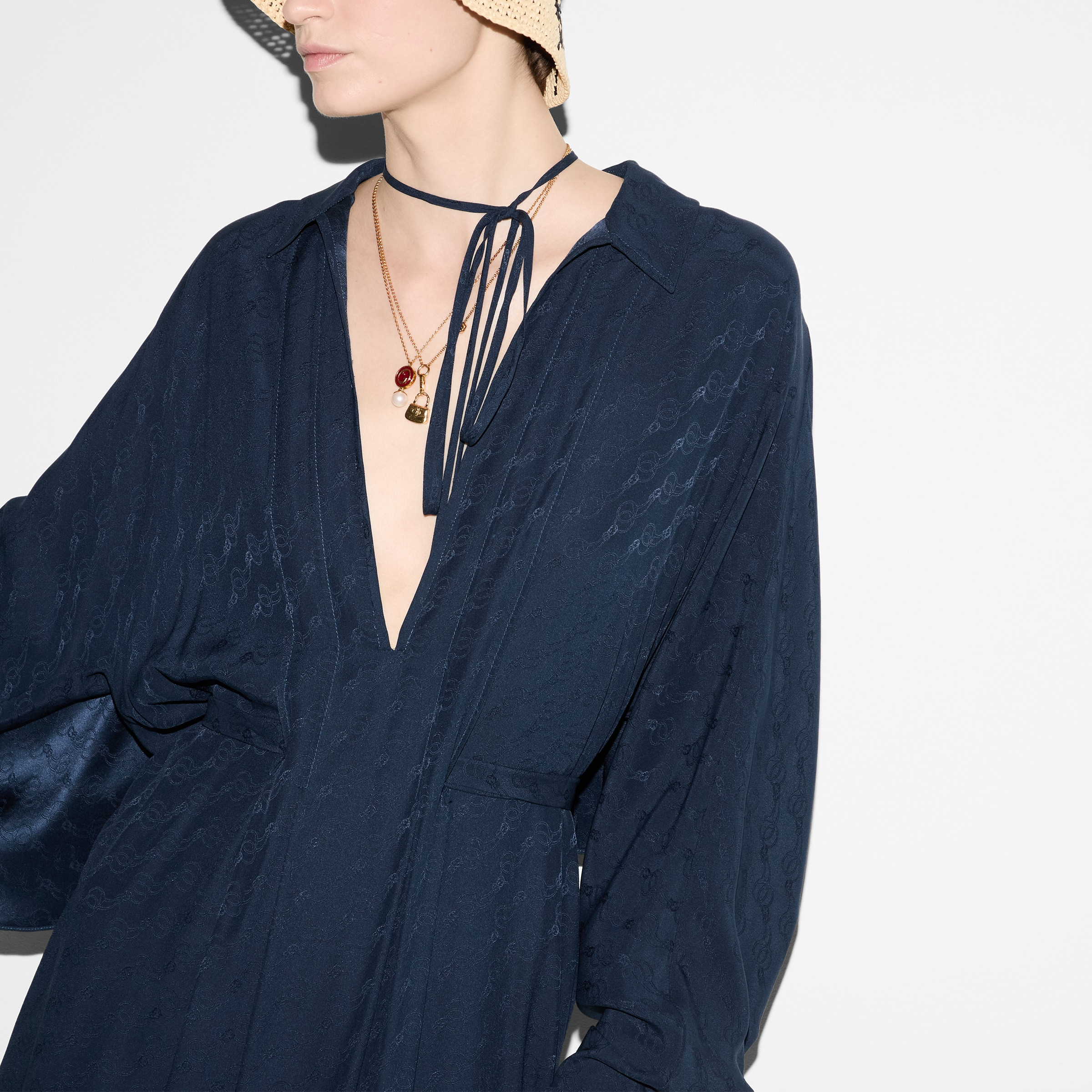 GG and chain silk jacquard dress - 5