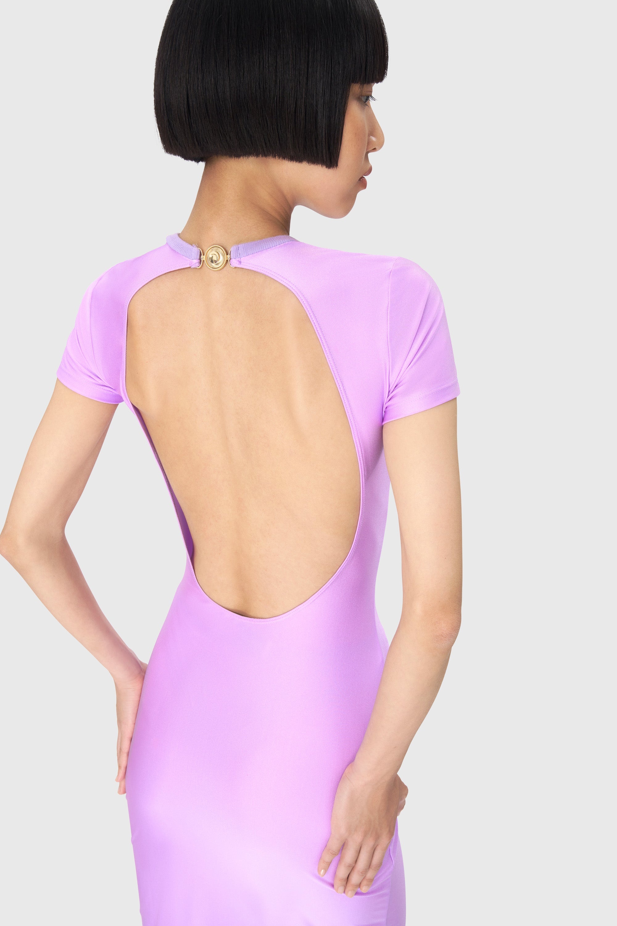Draped Jersey Open Back Dress - 4