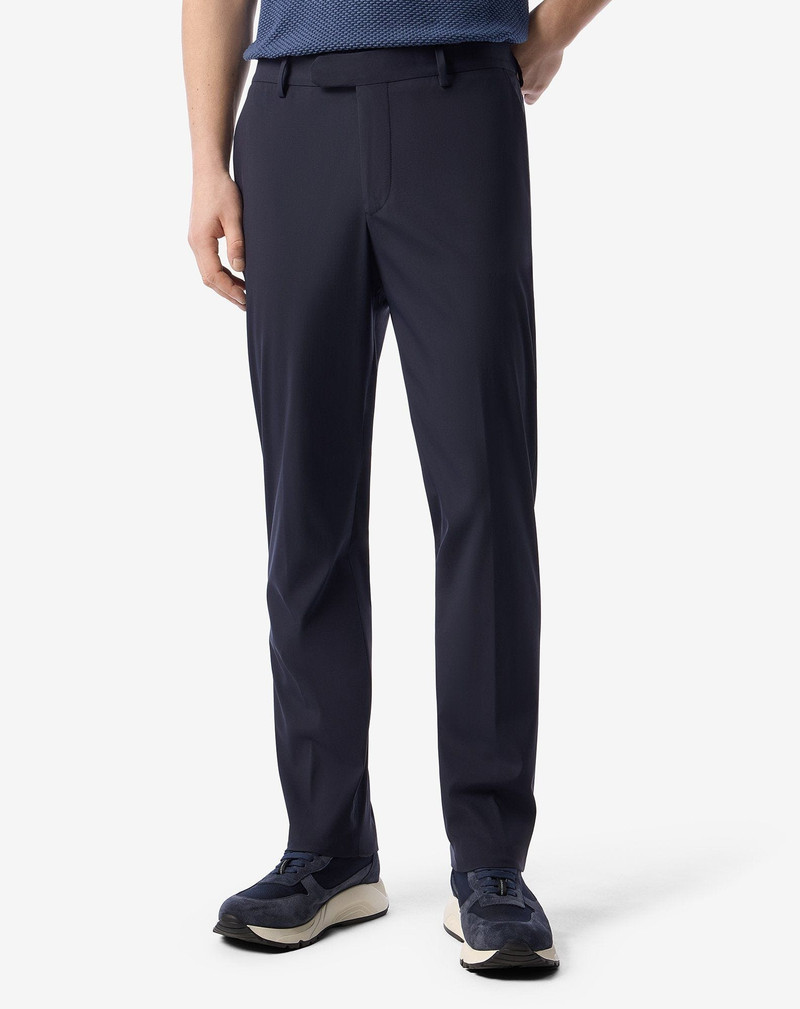 Dark blue technical wool fabric chinos 3