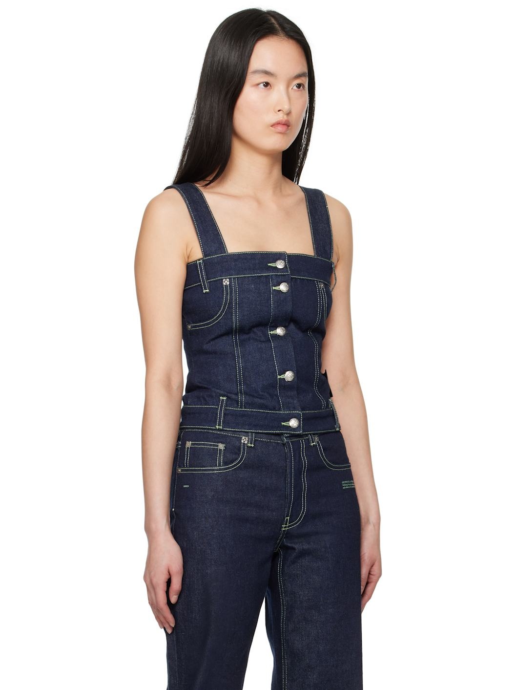 Blue Corset Denim Tank Top - 2